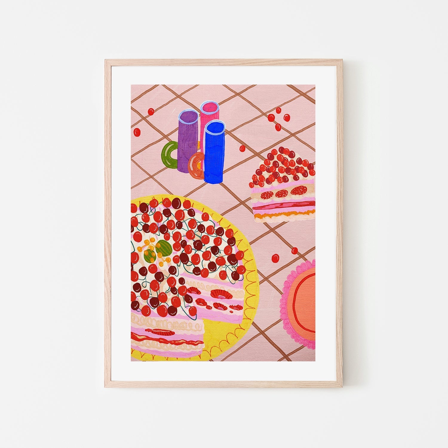 wall-art-print-canvas-poster-framed-Strawberry Cake Situation , By Kartika Paramita-6