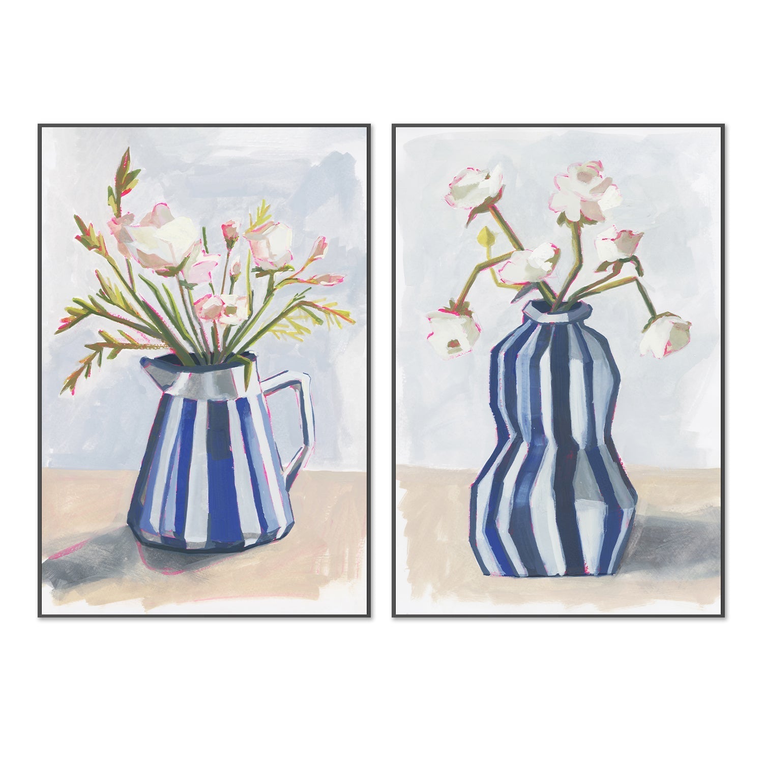 wall-art-print-canvas-poster-framed-Striped Vase, Style A & B, Set Of 2 , By Lucrecia Caporale-3