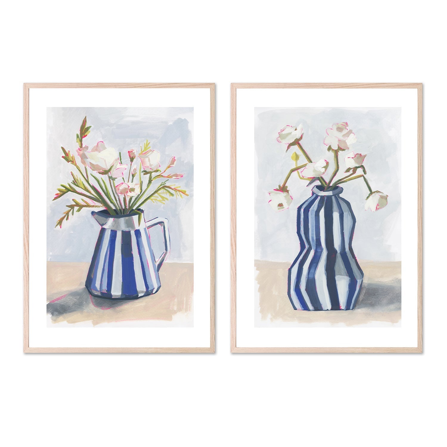 wall-art-print-canvas-poster-framed-Striped Vase, Style A & B, Set Of 2 , By Lucrecia Caporale-6