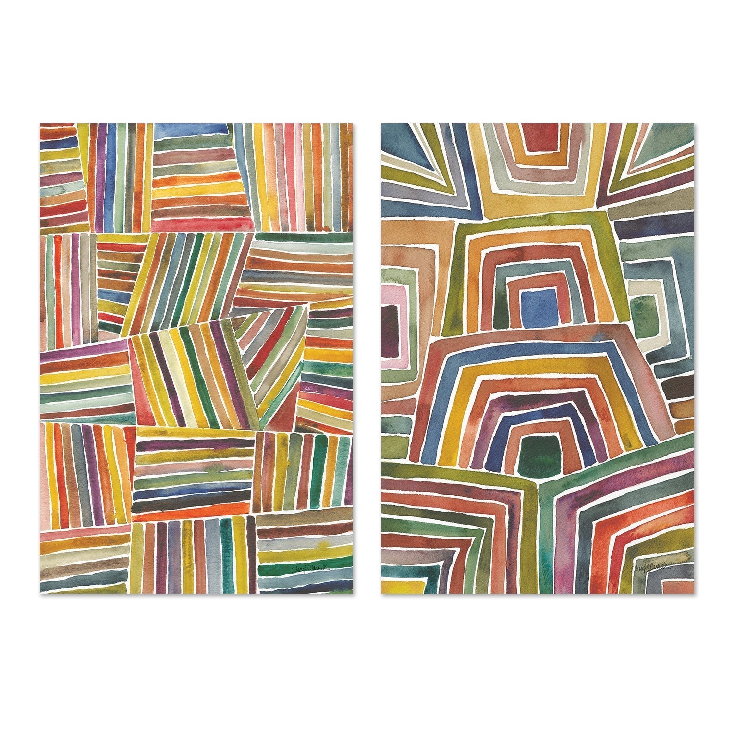 wall-art-print-canvas-poster-framed-Stripes, Style A & B, Set Of 2-GIOIA-WALL-ART