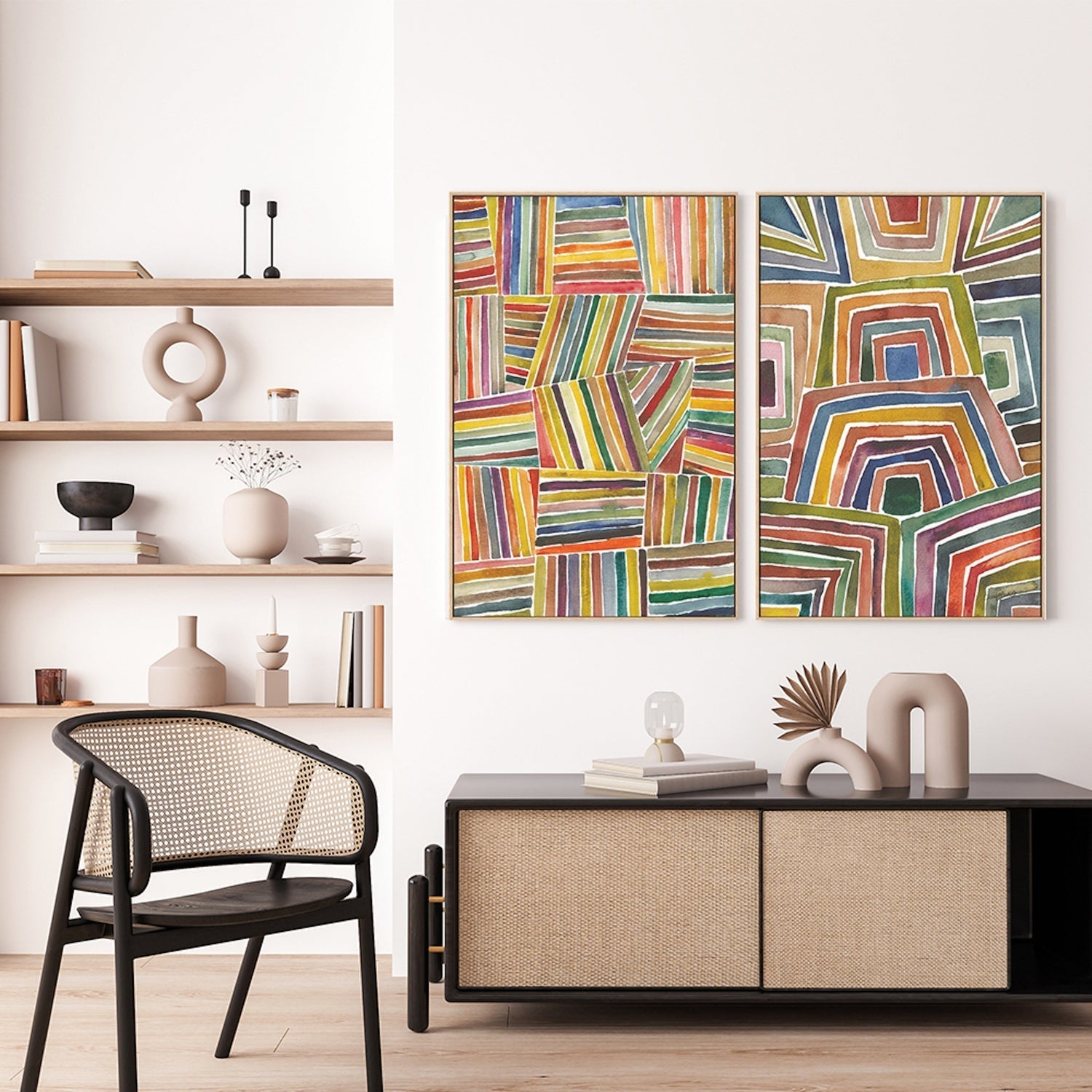 Stripes, Style A & B, Set Of 2