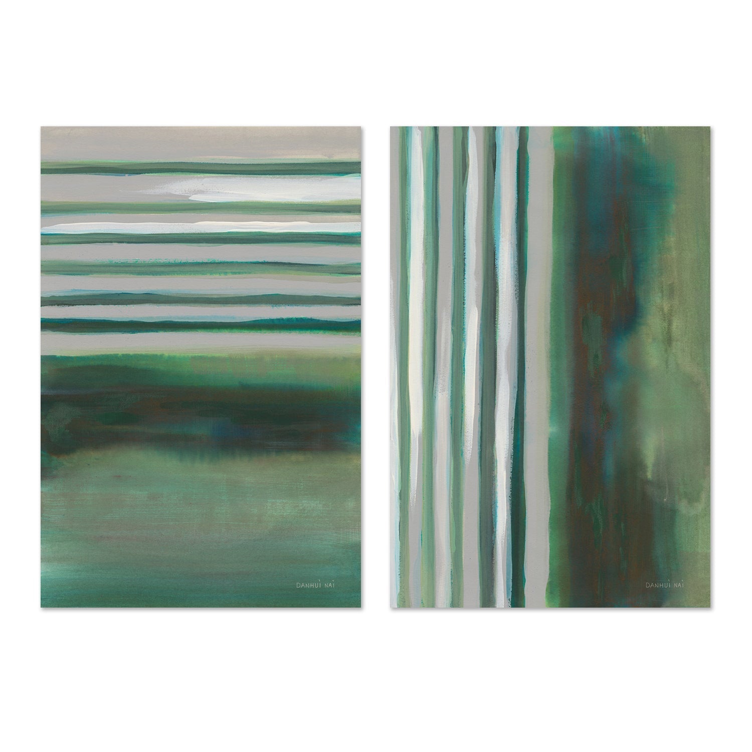 wall-art-print-canvas-poster-framed-Study in Green, Set of 2-by-Danhui Nai-Gioia Wall Art