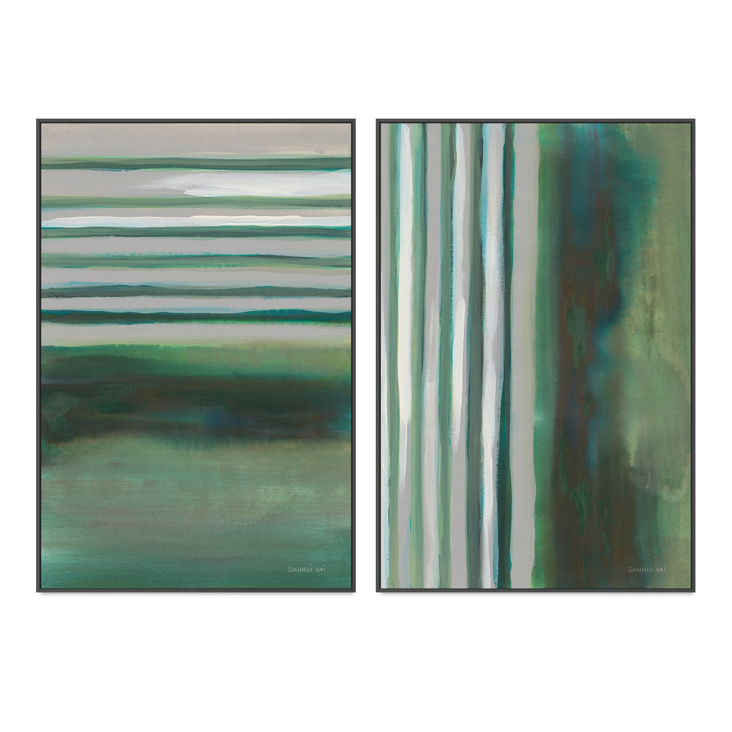 wall-art-print-canvas-poster-framed-Study in Green, Set of 2-by-Danhui Nai-Gioia Wall Art