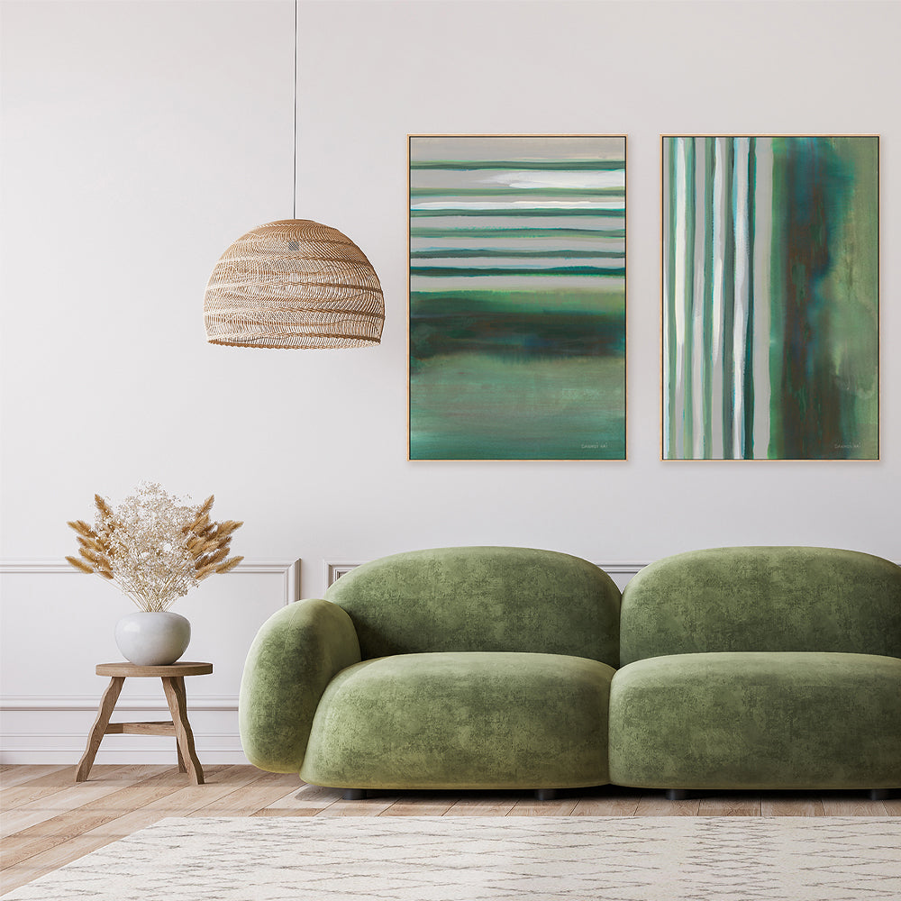 wall-art-print-canvas-poster-framed-Study in Green, Set of 2-by-Danhui Nai-Gioia Wall Art
