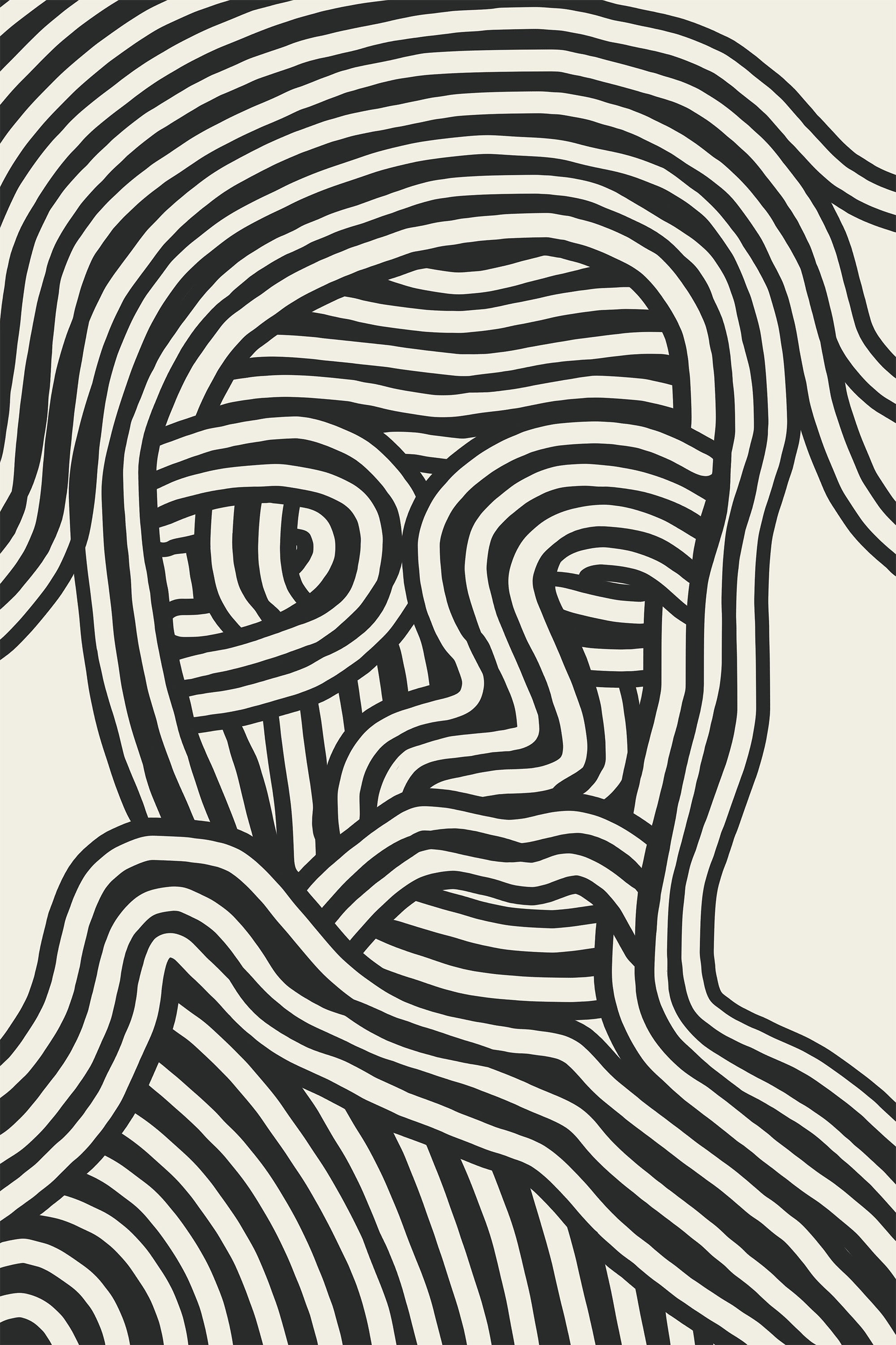 wall-art-print-canvas-poster-framed-Stylized Human Face With Black Stripes-1
