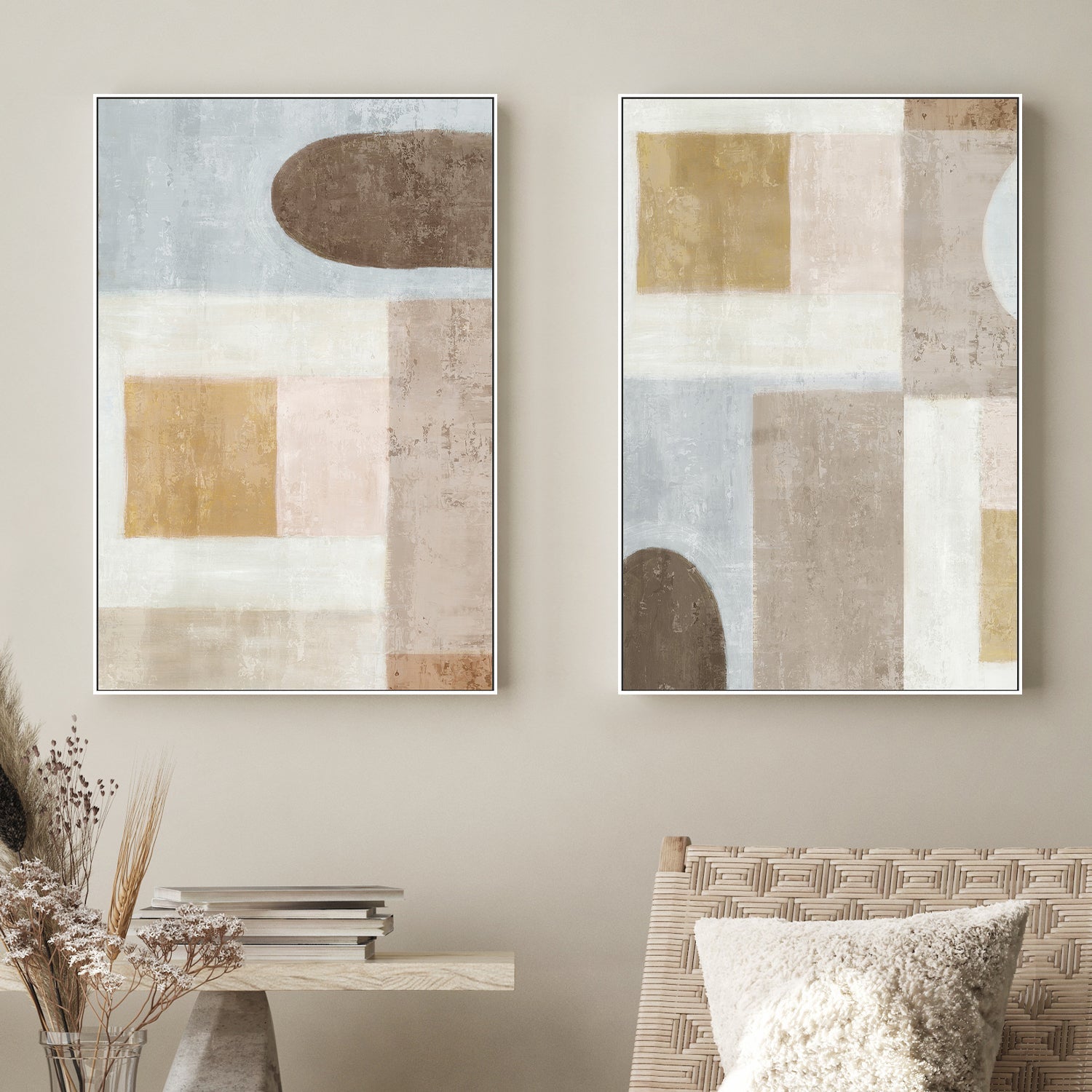 wall-art-print-canvas-poster-framed-Subtle Drift, Style A & B, Set Of 2-2