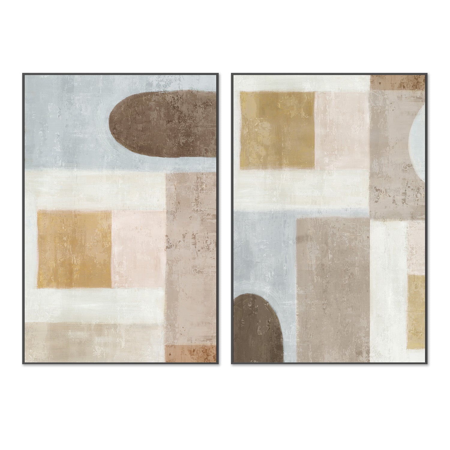wall-art-print-canvas-poster-framed-Subtle Drift, Style A & B, Set Of 2-3