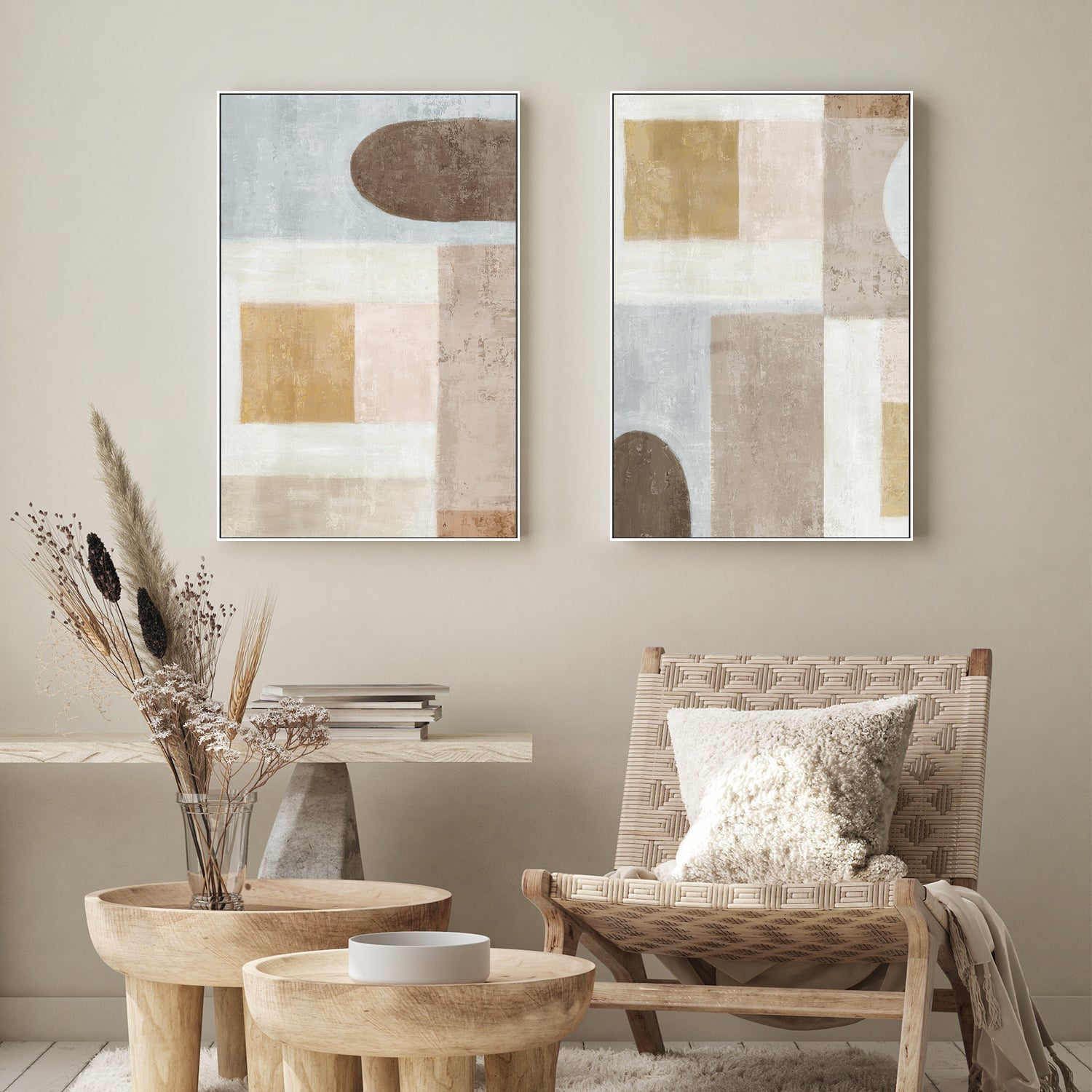 wall-art-print-canvas-poster-framed-Subtle Drift, Style A & B, Set Of 2-7