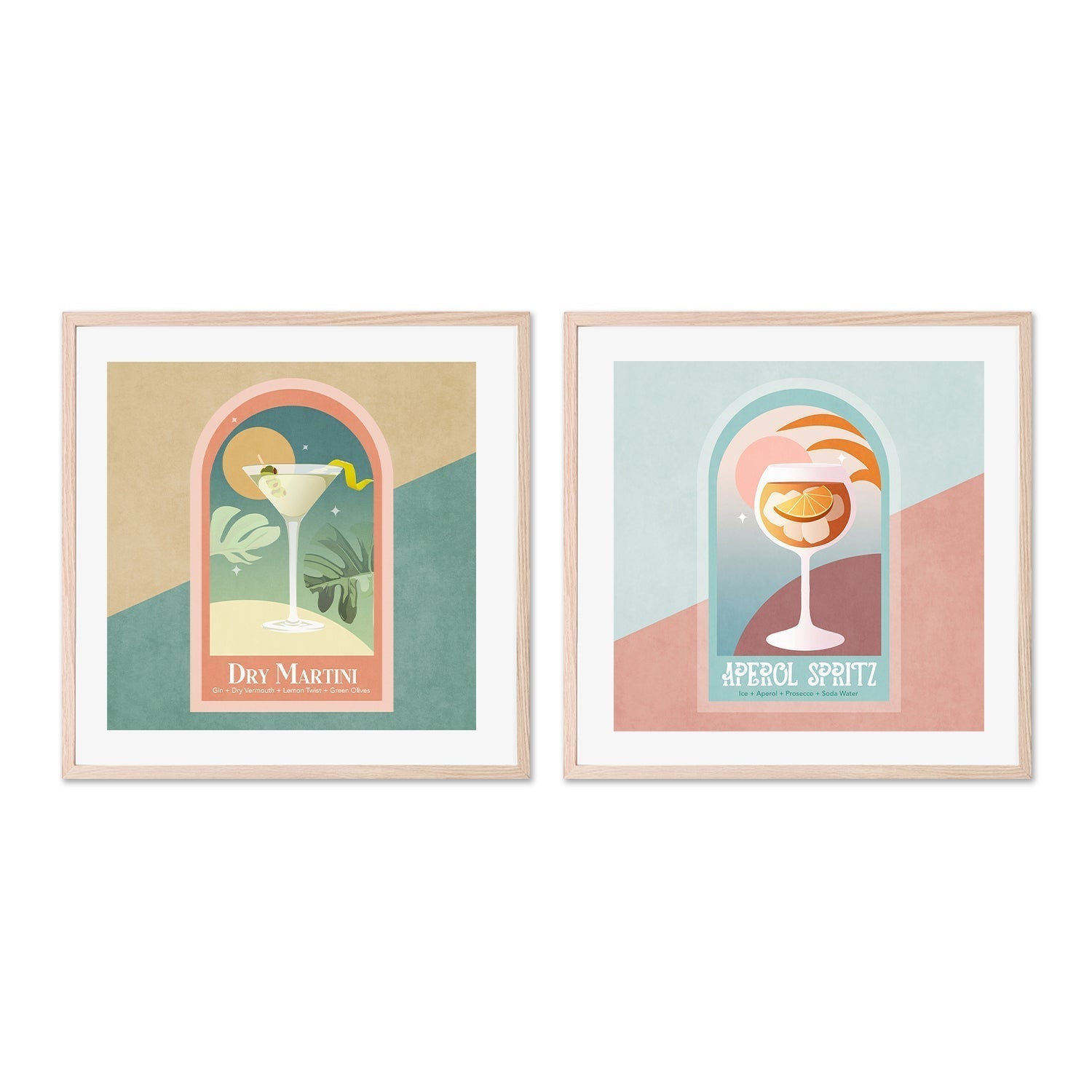 wall-art-print-canvas-poster-framed-Summer Cocktails, Set Of 2 , By Emel Tunaboylu-GIOIA-WALL-ART