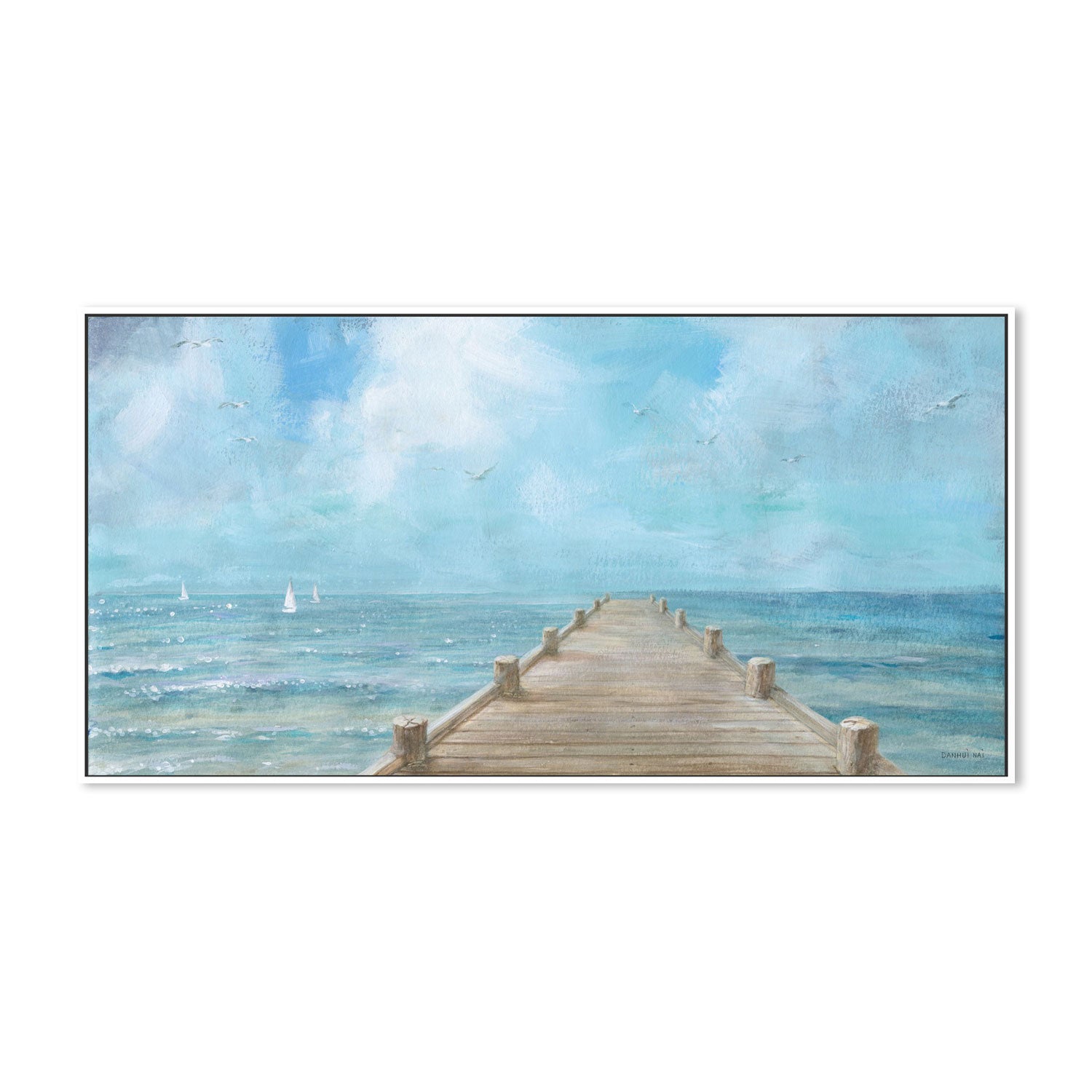 wall-art-print-canvas-poster-framed-Summer Dock Panorama-by-Danhui Nai-Gioia Wall Art