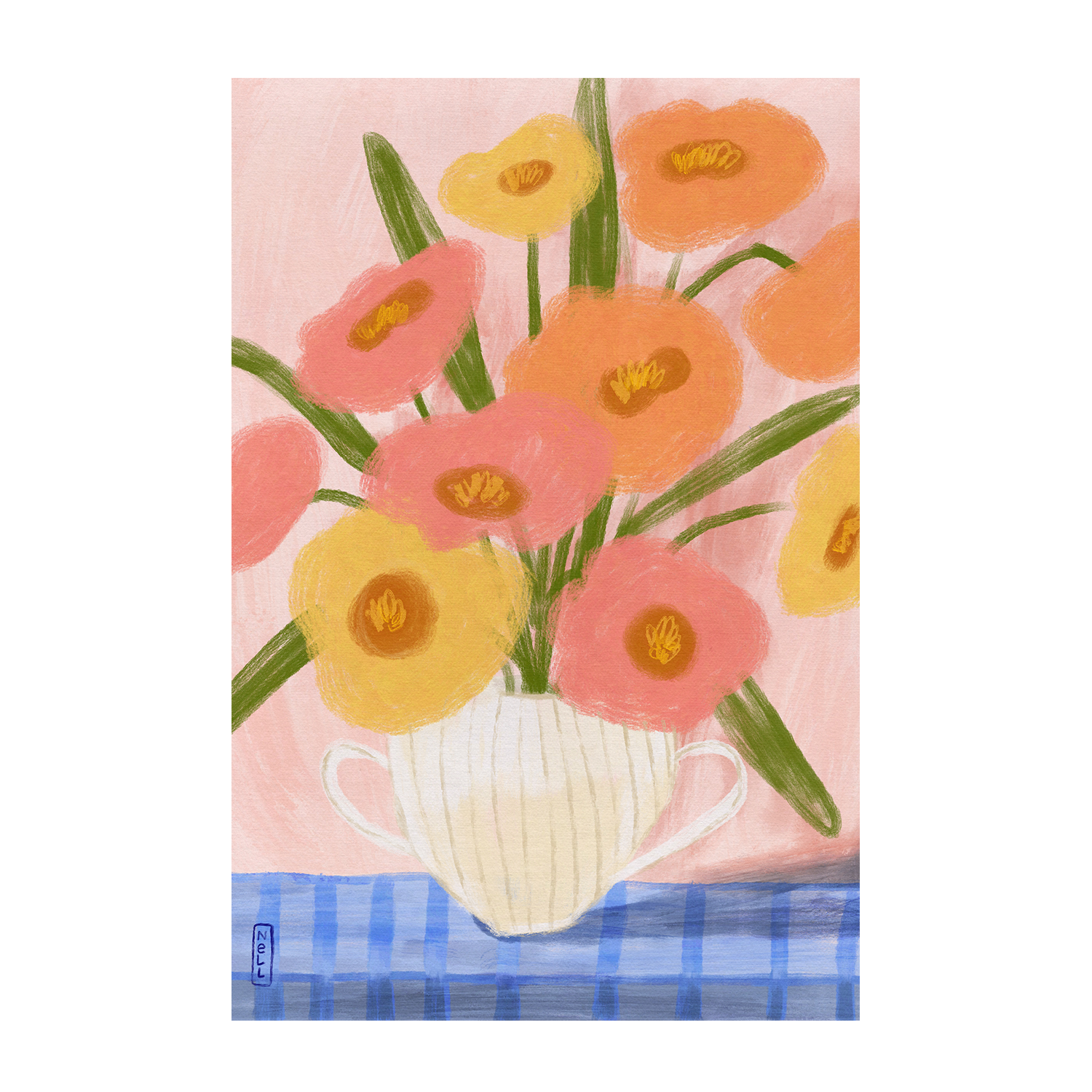 wall-art-print-canvas-poster-framed-Summer Flowers In A Vase , By Lia Nell-1
