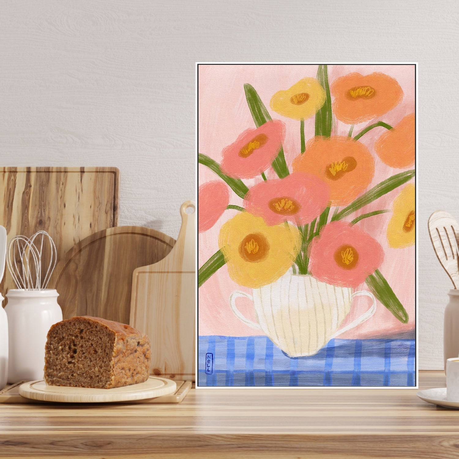 wall-art-print-canvas-poster-framed-Summer Flowers In A Vase , By Lia Nell-2