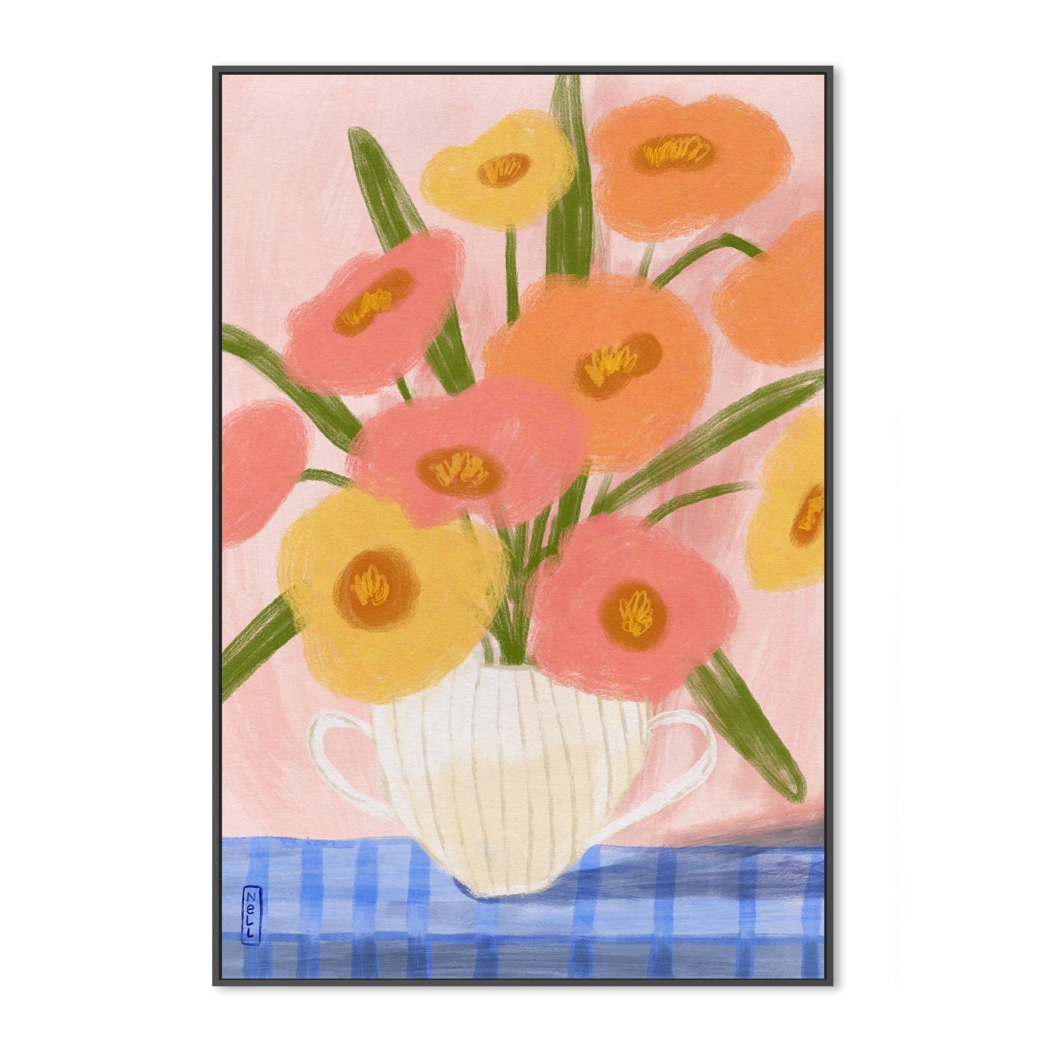 wall-art-print-canvas-poster-framed-Summer Flowers In A Vase , By Lia Nell-3