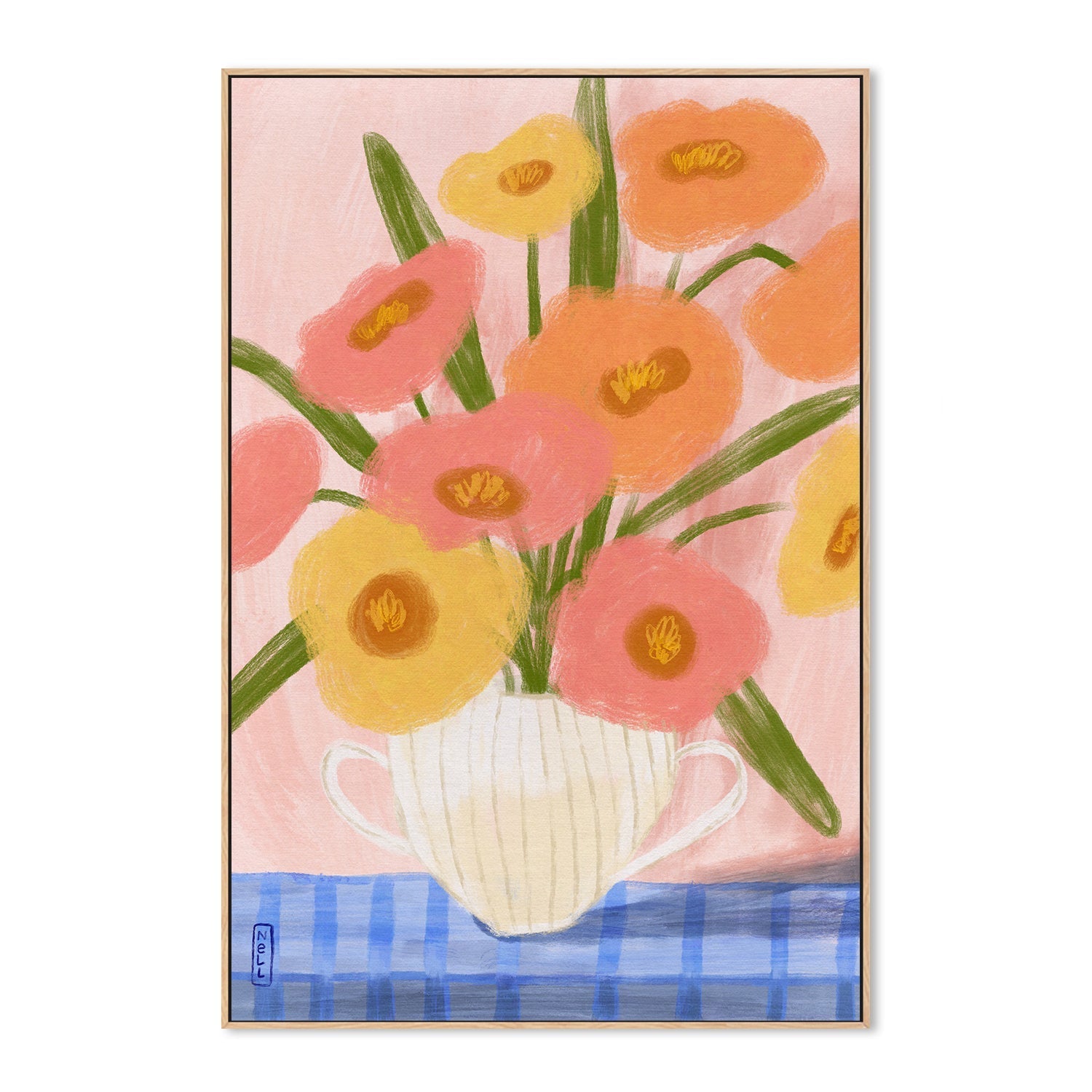 wall-art-print-canvas-poster-framed-Summer Flowers In A Vase , By Lia Nell-4