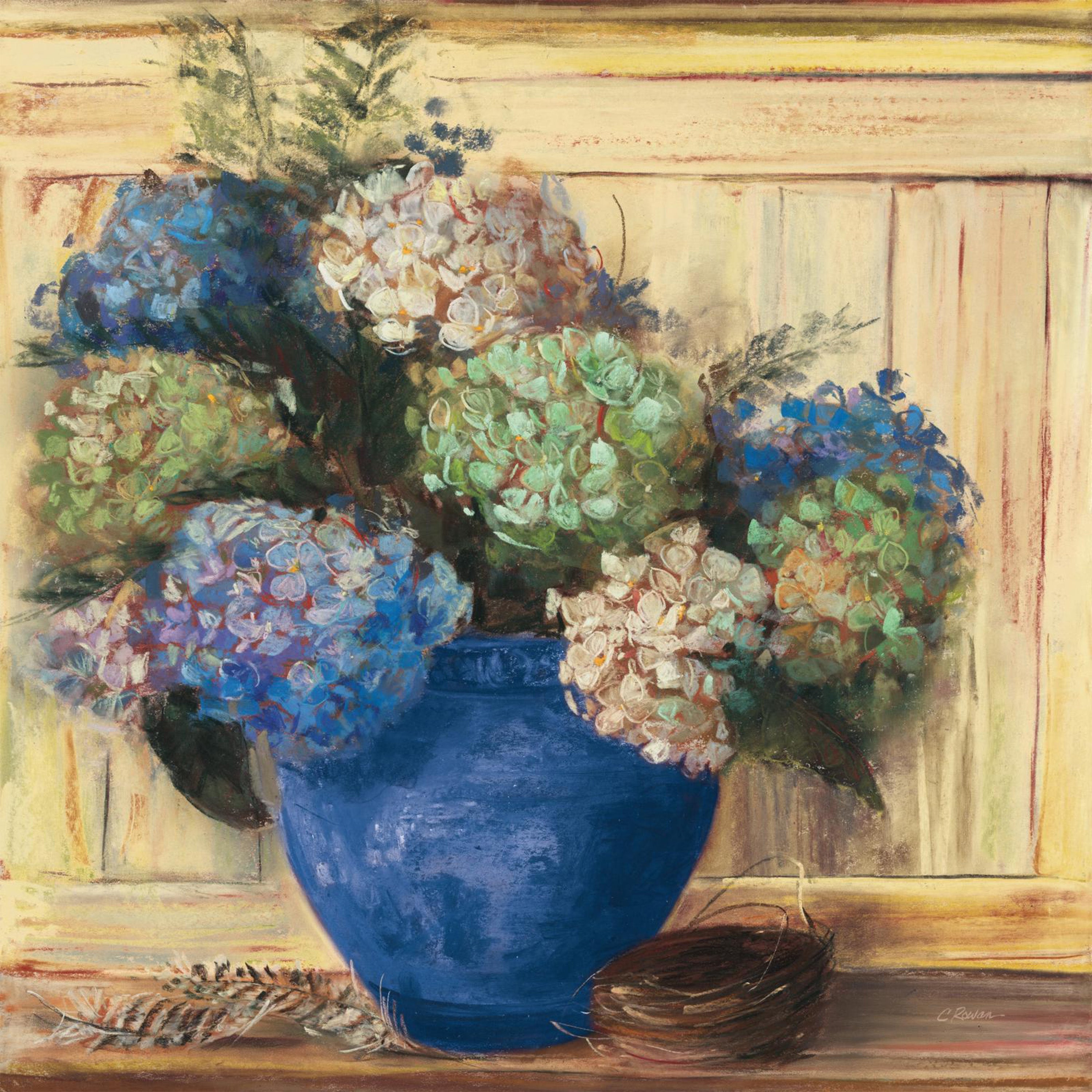 wall-art-print-canvas-poster-framed-Summer Hydrangea Blue Pot-1