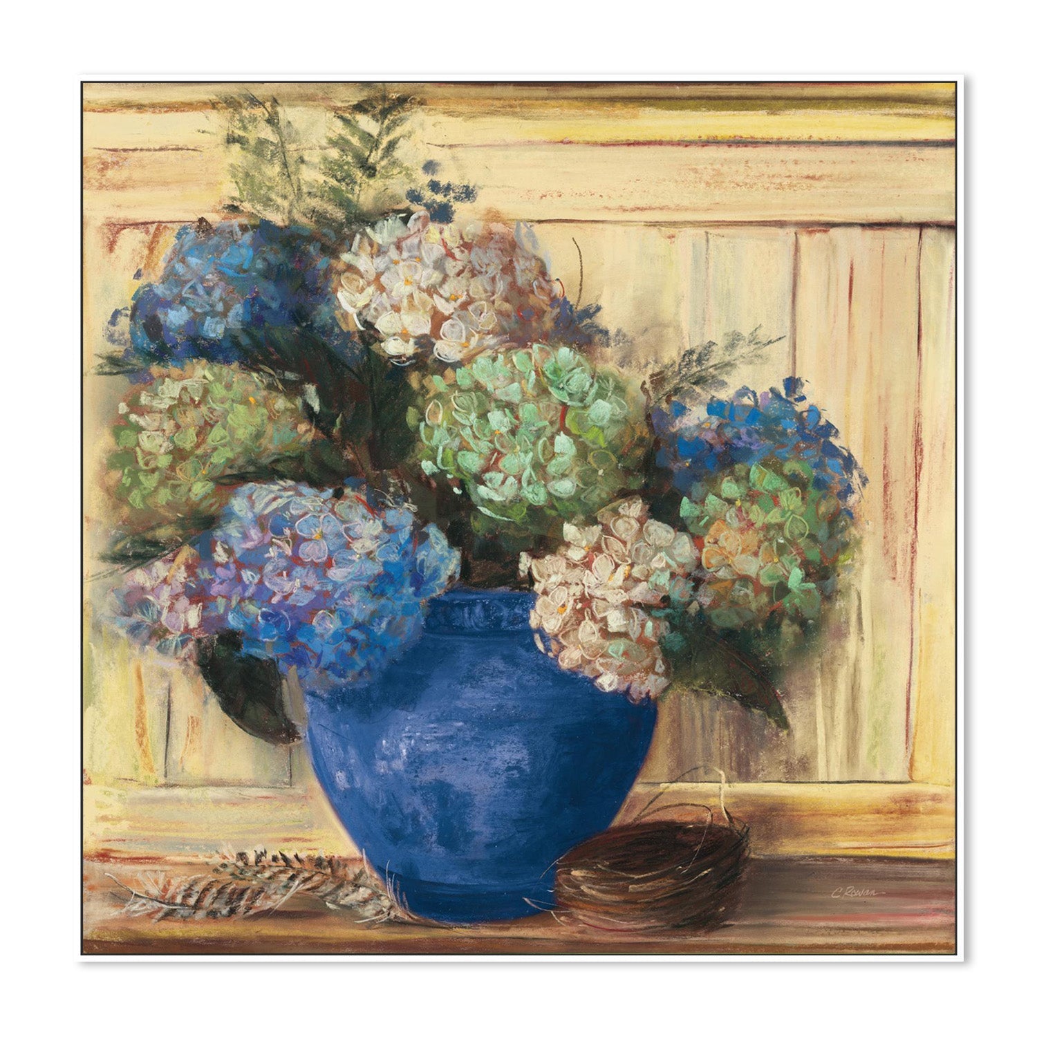 wall-art-print-canvas-poster-framed-Summer Hydrangea Blue Pot-5