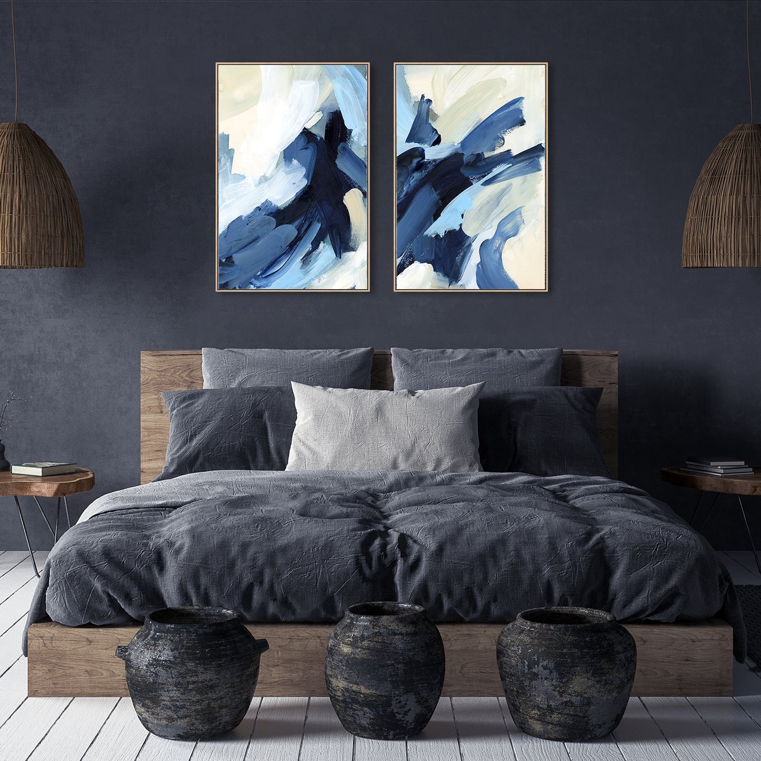 wall-art-print-canvas-poster-framed-Summer On The Cape Abstract Pattern, Set Of 2-by-Emily Wood-Gioia Wall Art