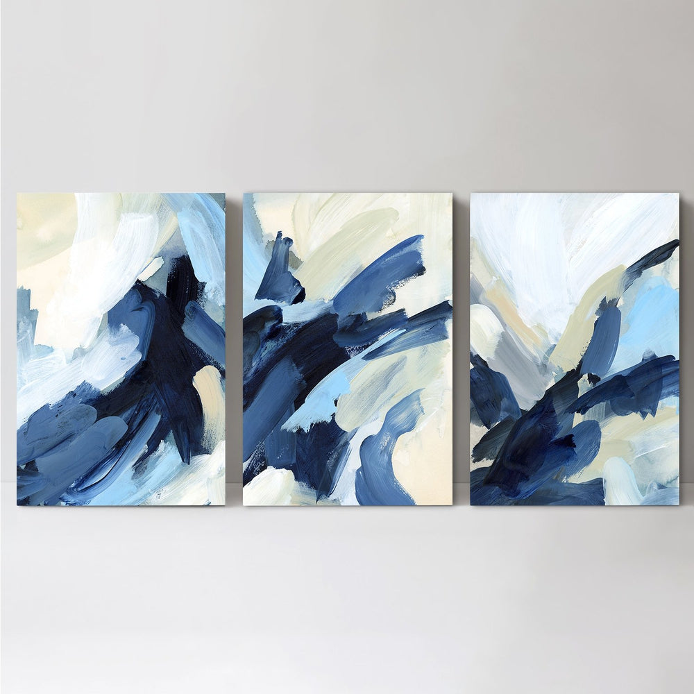 wall-art-print-canvas-poster-framed-Summer On The Cape Abstract Pattern, Set Of 3-by-Emily Wood-Gioia Wall Art