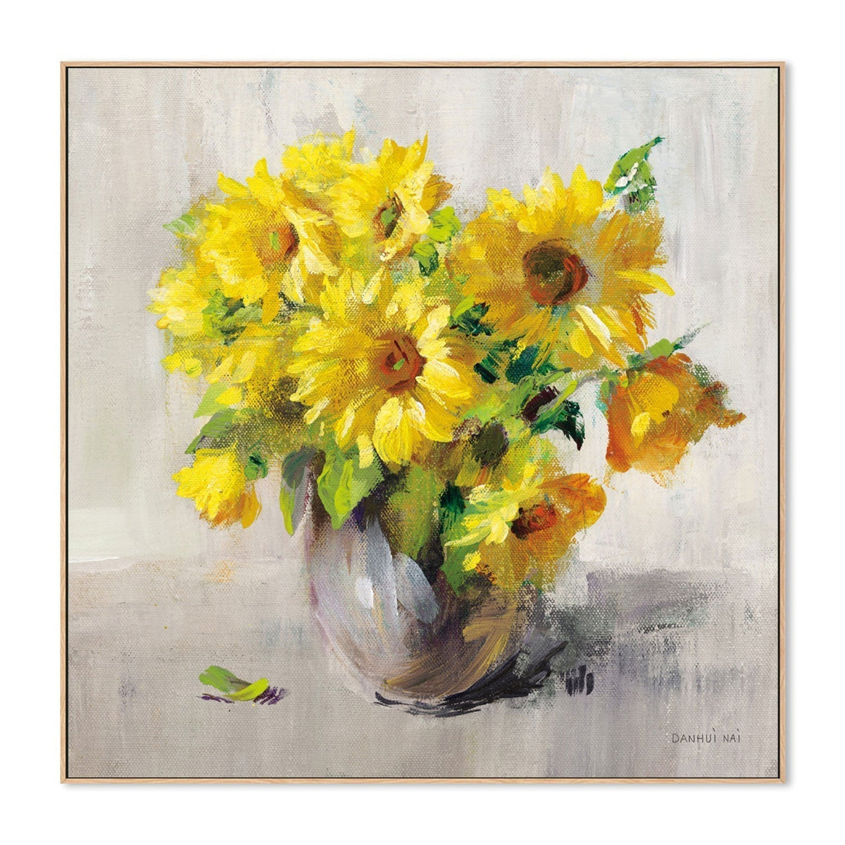 wall-art-print-canvas-poster-framed-Sunflower Still Life on Gray, Style A-by-Danhui Nai-Gioia Wall Art