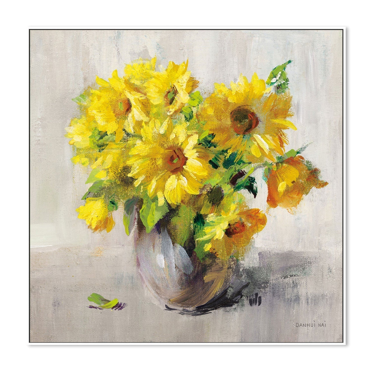wall-art-print-canvas-poster-framed-Sunflower Still Life on Gray, Style A-by-Danhui Nai-Gioia Wall Art