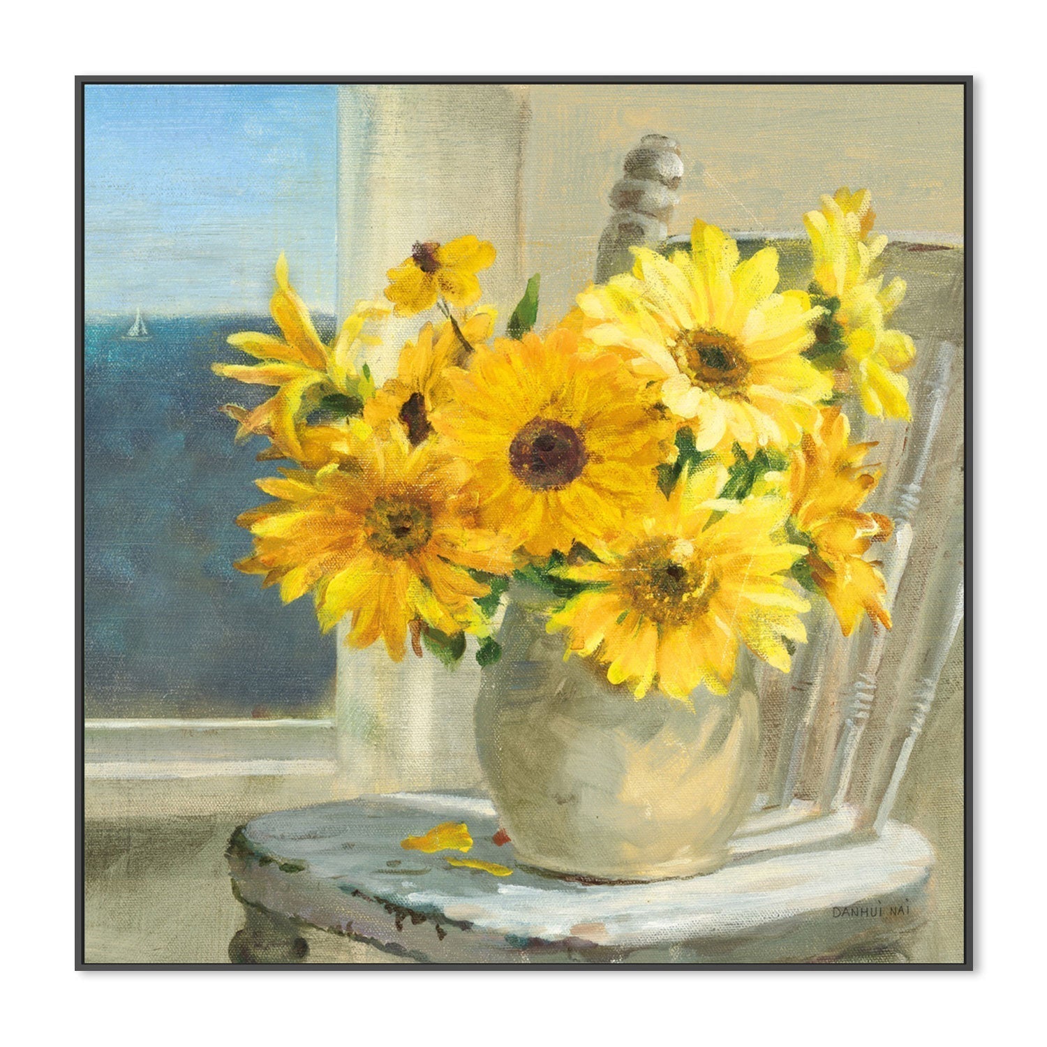 wall-art-print-canvas-poster-framed-Sunflowers by the Sea Light-by-Danhui Nai-Gioia Wall Art