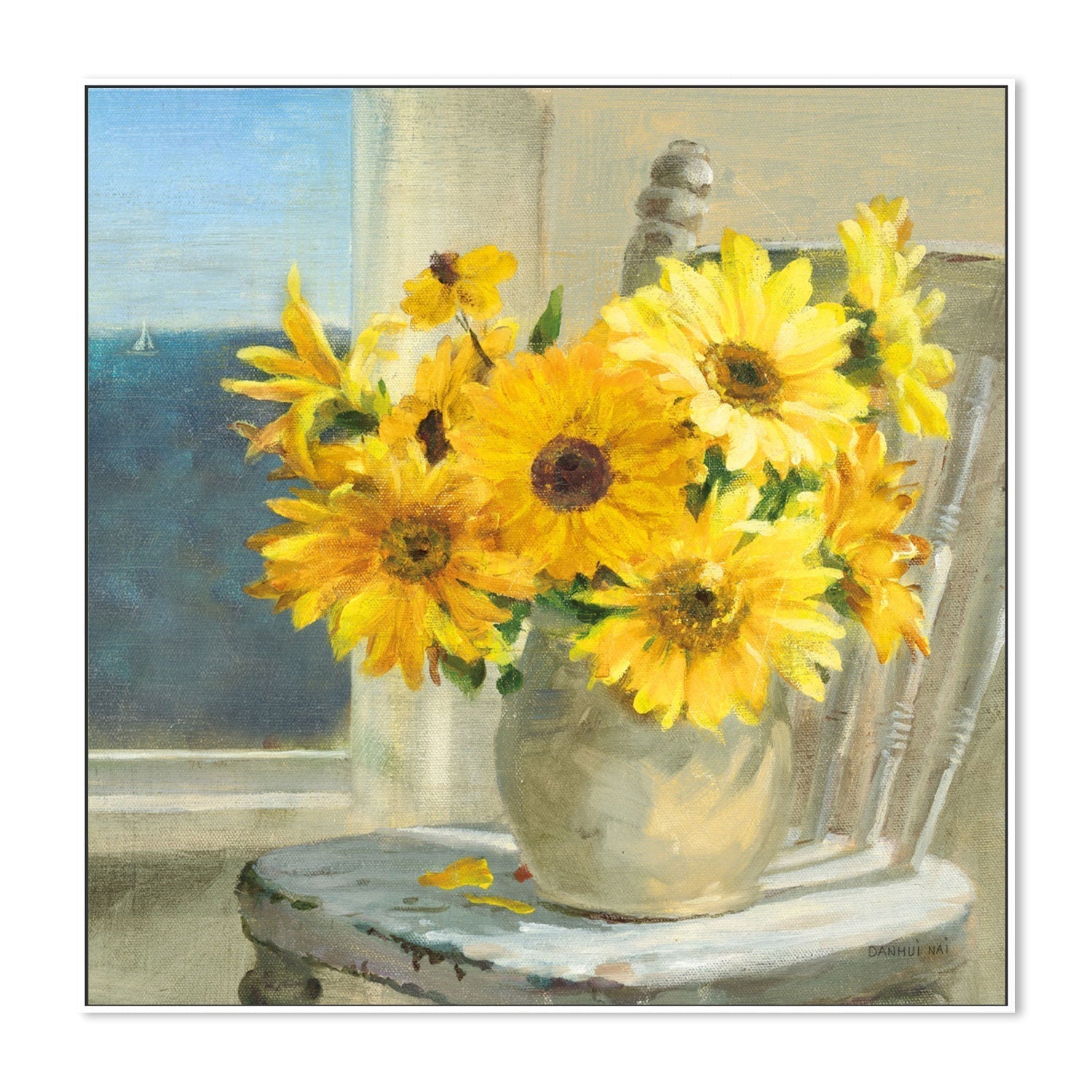 wall-art-print-canvas-poster-framed-Sunflowers by the Sea Light-by-Danhui Nai-Gioia Wall Art