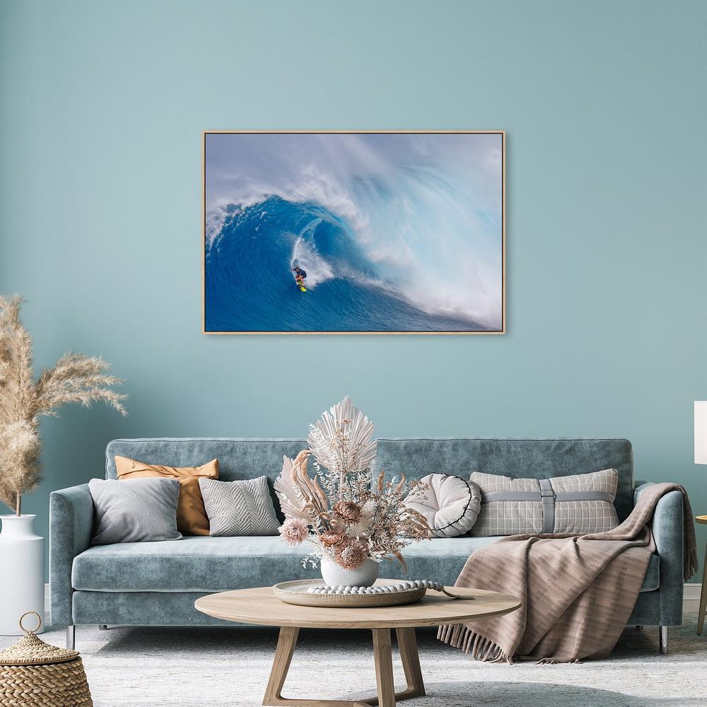 Surfing Jaws, by Peter Stahl-Framed-Canvas-Print-Poster-Gioia Wall Art