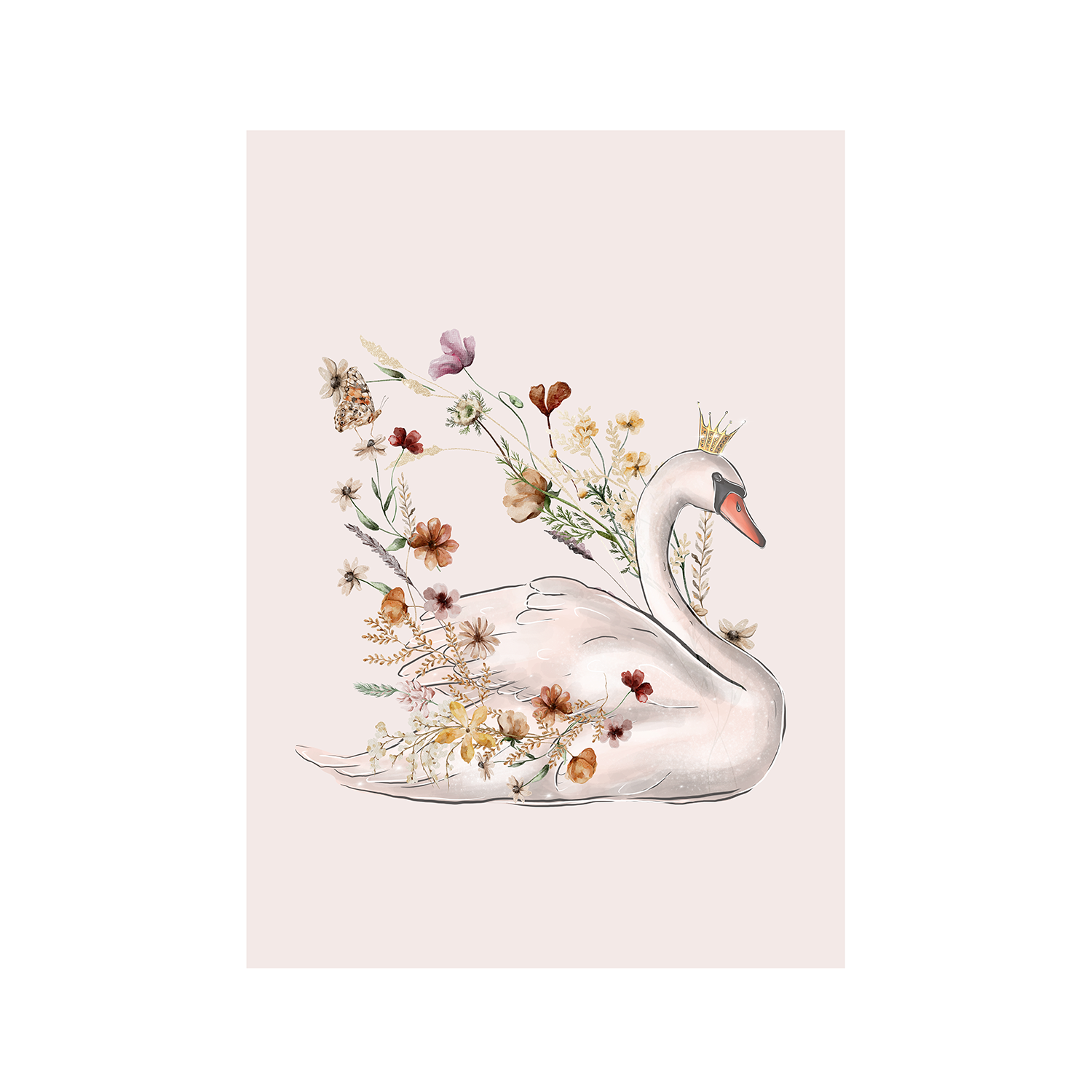 wall-art-print-canvas-poster-framed-Swan, Style A , By At Viv Home Prints-1