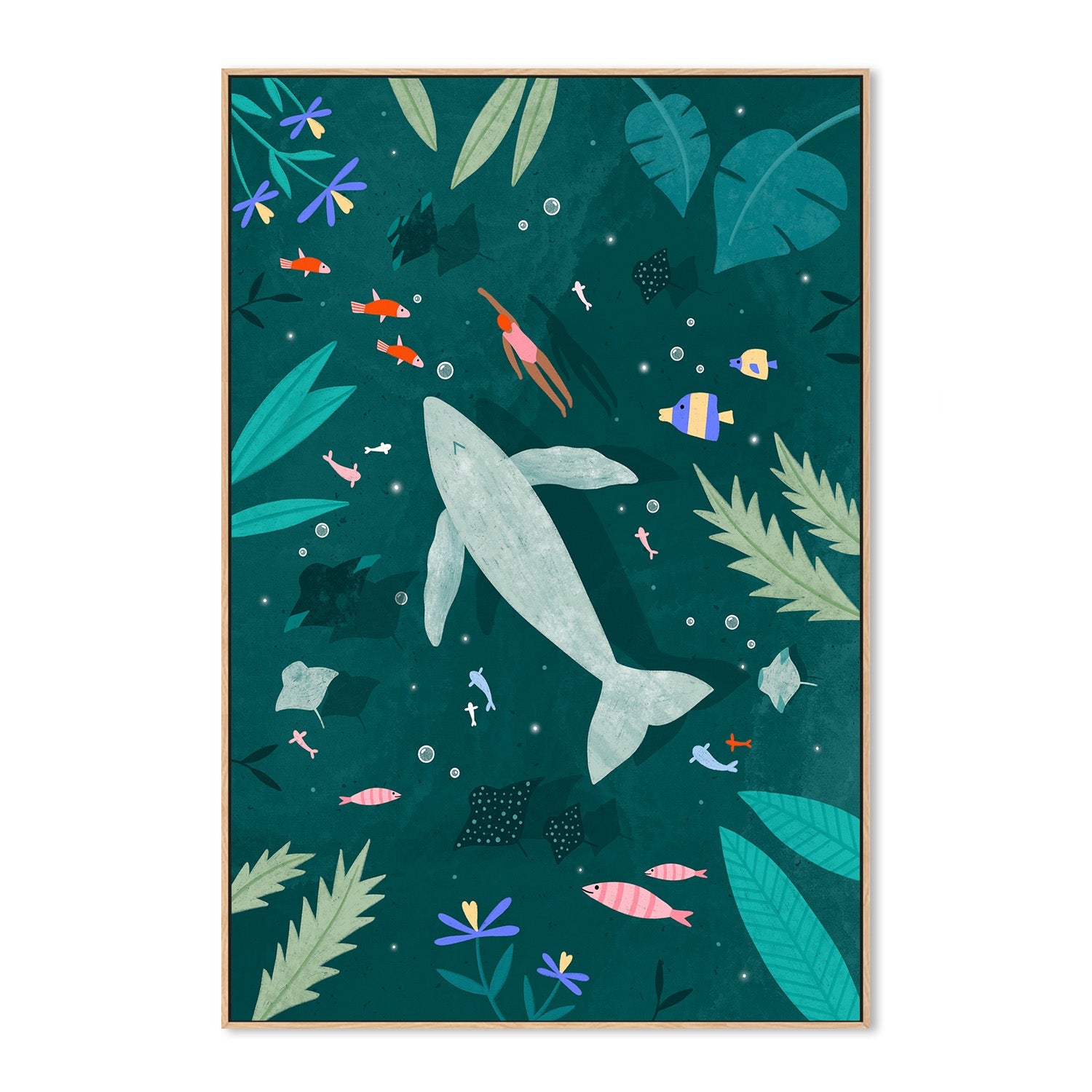 wall-art-print-canvas-poster-framed-Swimming with a Whale-4
