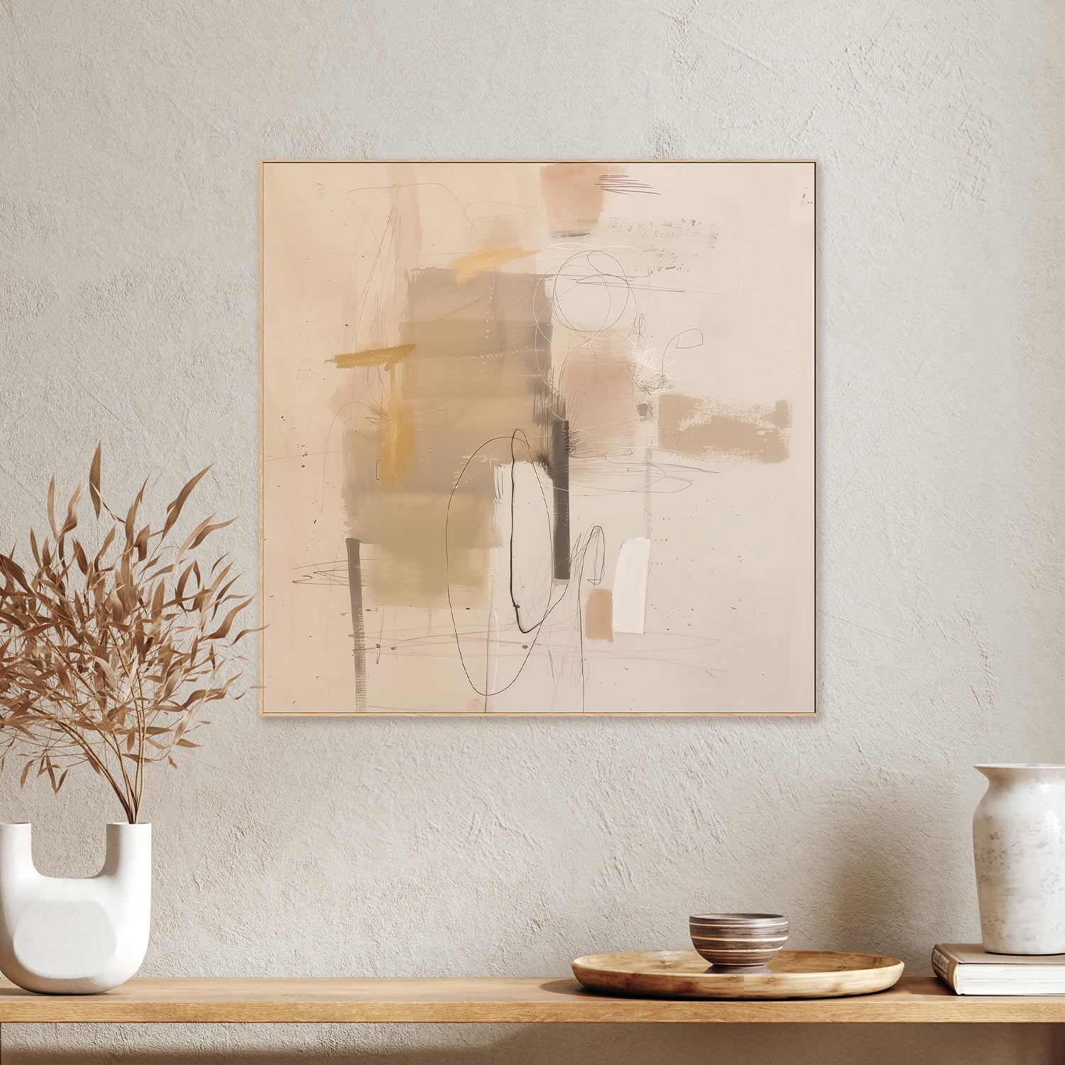 wall-art-print-canvas-poster-framed-Tan and Black Abstract-2