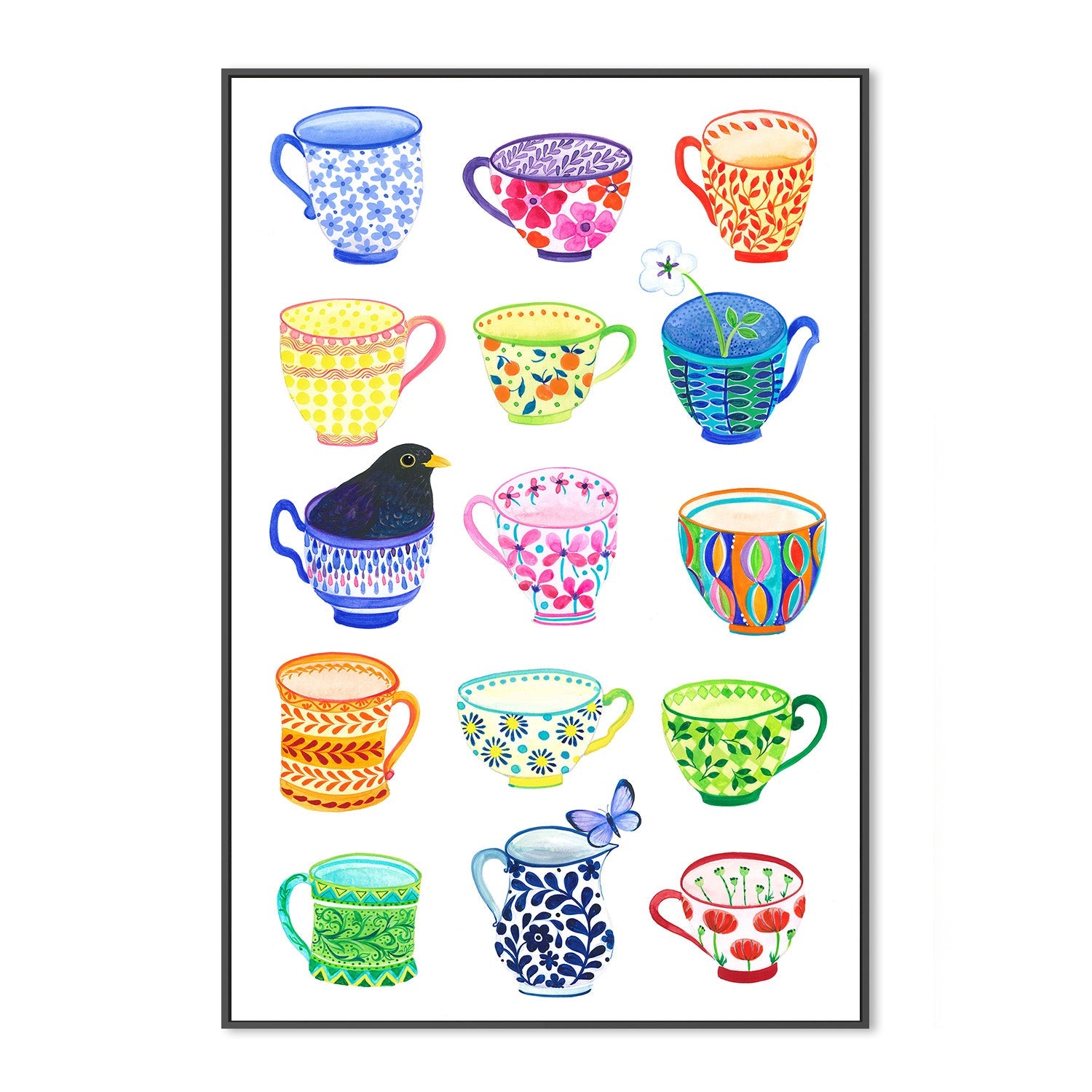 wall-art-print-canvas-poster-framed-Teacups and Blackbird-3