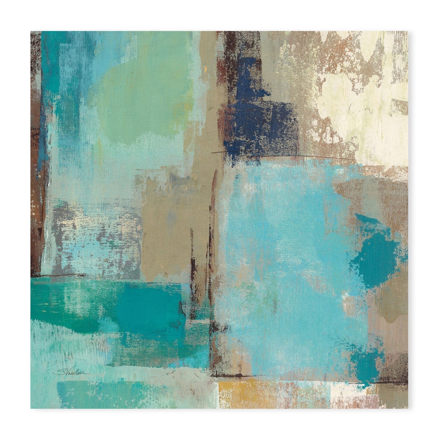 wall-art-print-canvas-poster-framed-Teal and Aqua Reflections, Style B-by-Silvia Vassileva-Gioia Wall Art