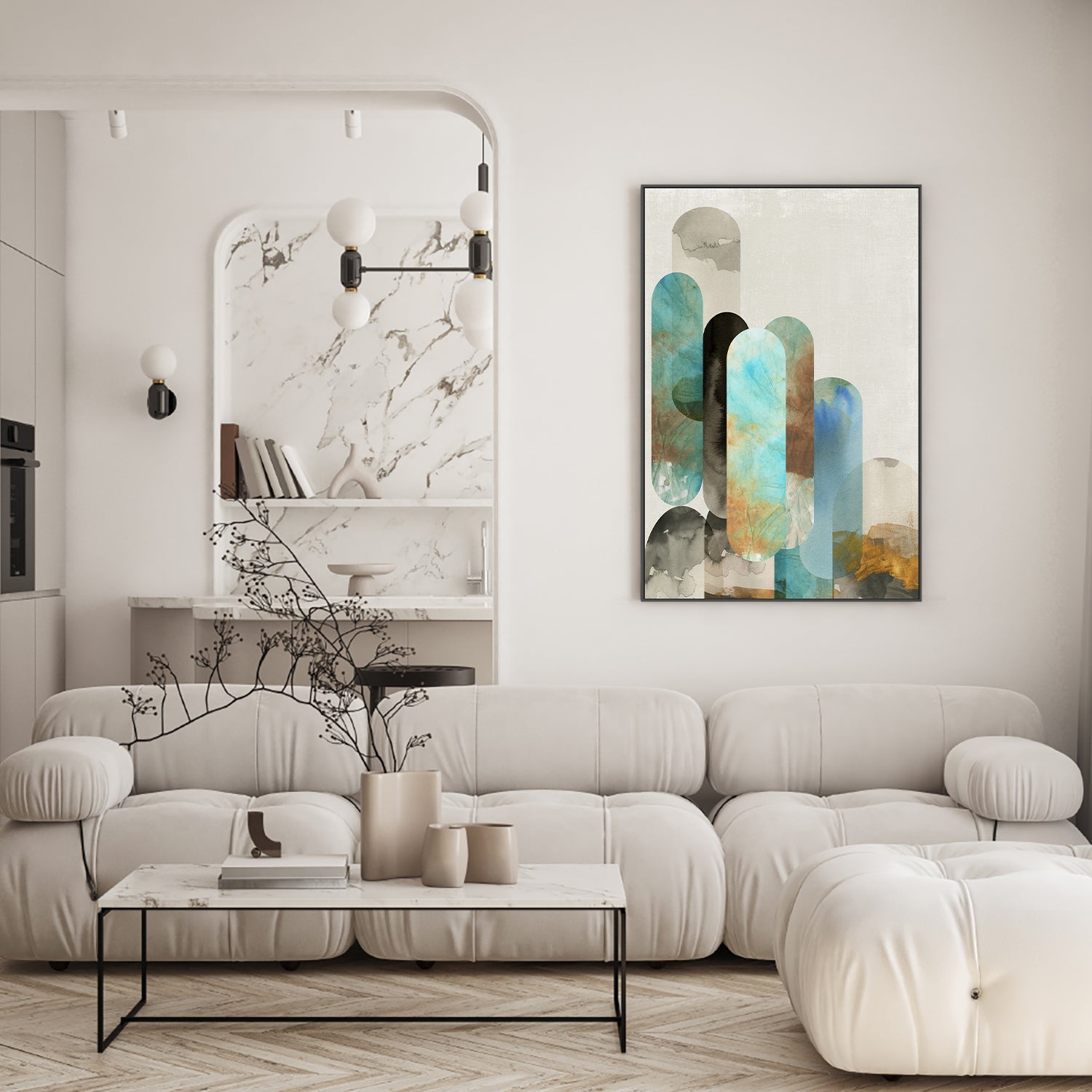 wall-art-print-canvas-poster-framed-Teal Arches, Style B-7