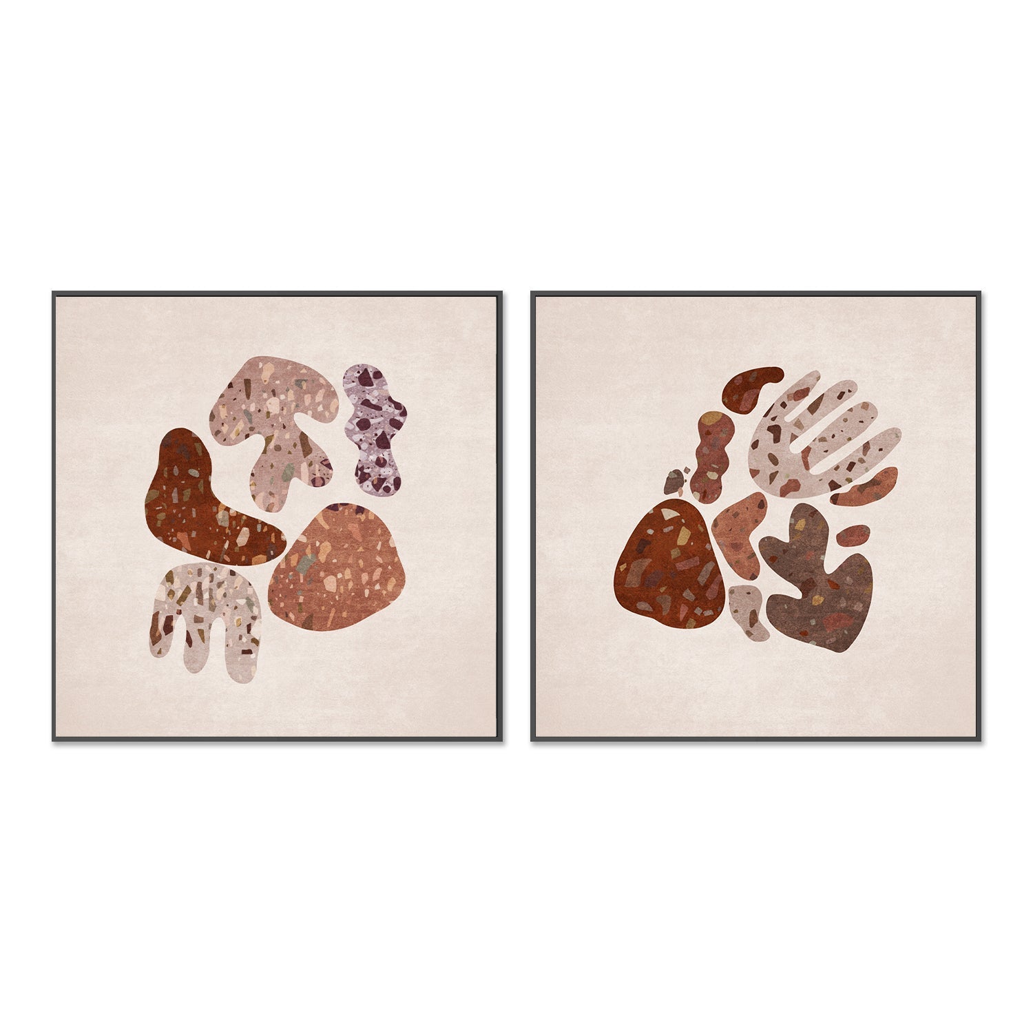 wall-art-print-canvas-poster-framed-Terazzo Shapes, Style A & B, Set Of 2 , By Emel Tunaboylu-GIOIA-WALL-ART