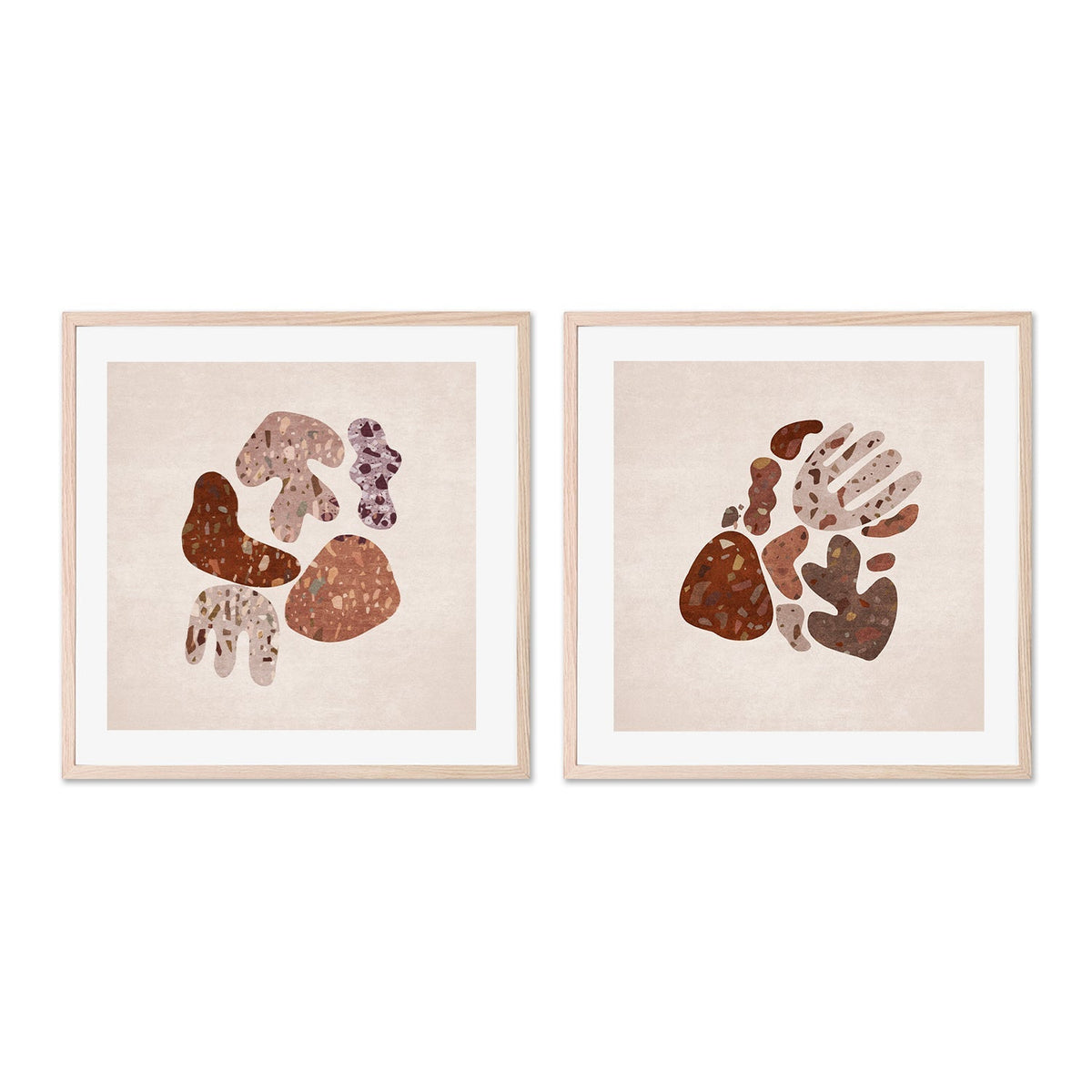 wall-art-print-canvas-poster-framed-Terazzo Shapes, Style A & B, Set Of 2 , By Emel Tunaboylu-GIOIA-WALL-ART
