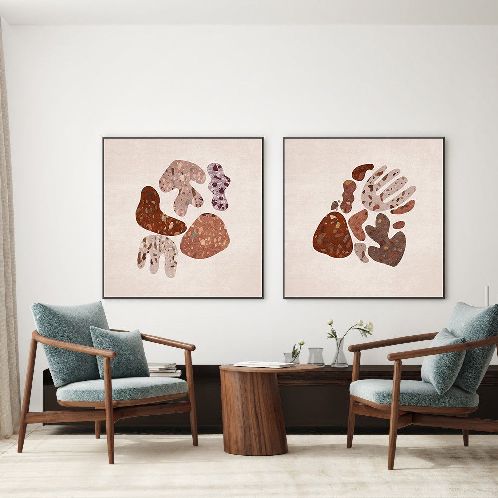 wall-art-print-canvas-poster-framed-Terazzo Shapes, Style A & B, Set Of 2 , By Emel Tunaboylu-GIOIA-WALL-ART