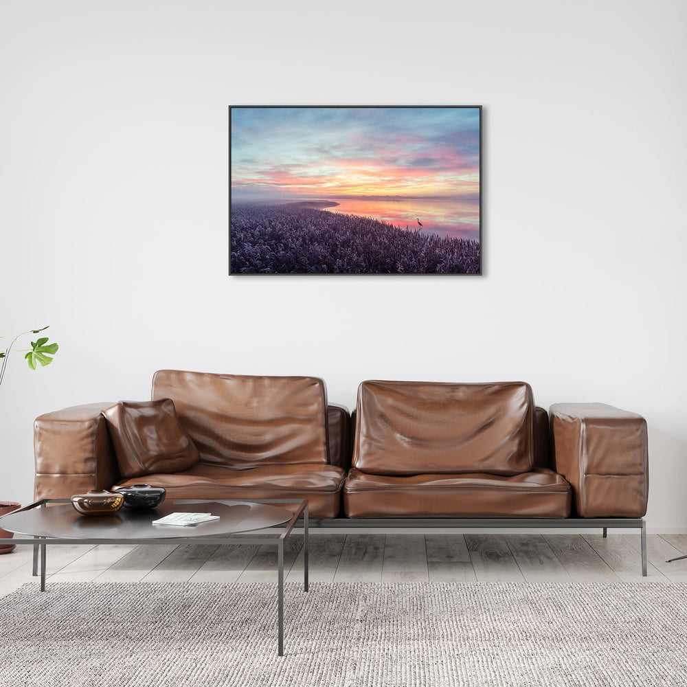 wall-art-print-canvas-poster-framed-The Heron'S Morning View, By Leif Løndal-by-Plus X Studio-Gioia Wall Art