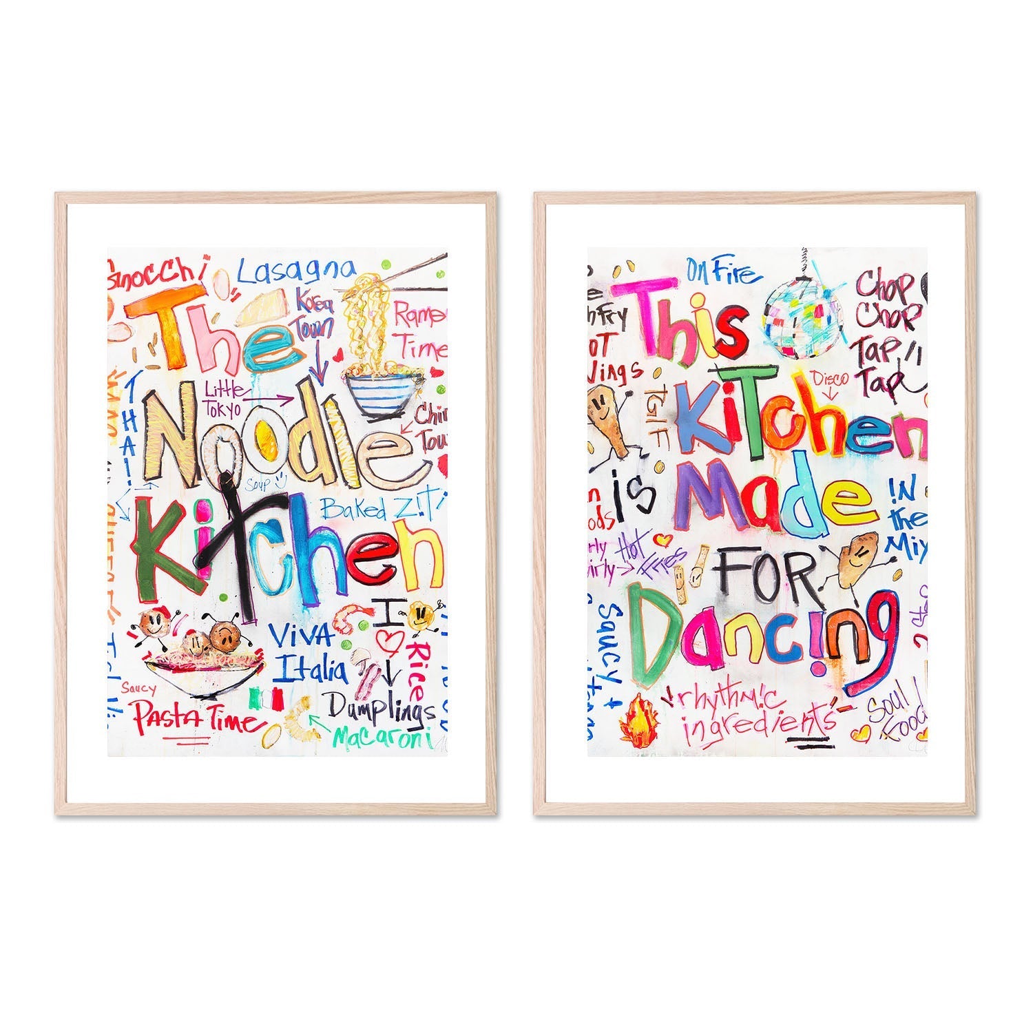 wall-art-print-canvas-poster-framed-The Noodle Kitchen & This Kitchen Is Made For Dancing, Set Of 2 , By Filippoloco-6