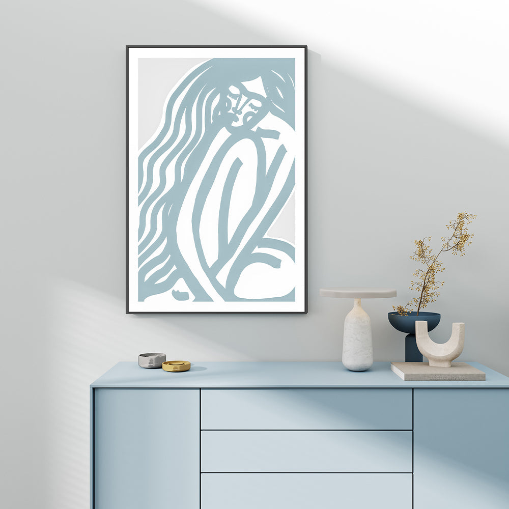 wall-art-print-canvas-poster-framed-The Silence, Pastel Blue Style , By Treechild-GIOIA-WALL-ART