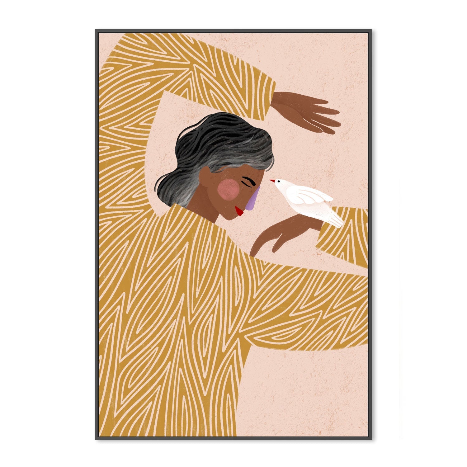 wall-art-print-canvas-poster-framed-The Woman With The Bird-3
