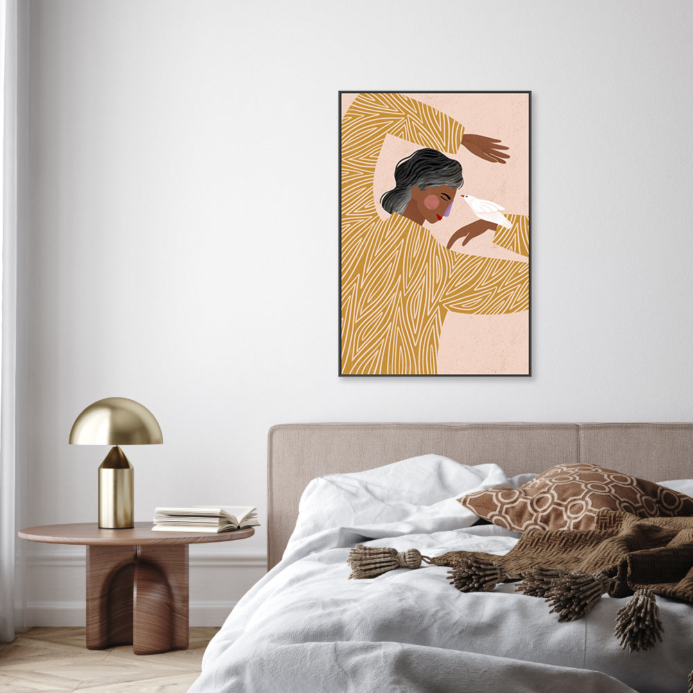 wall-art-print-canvas-poster-framed-The Woman With The Bird-7