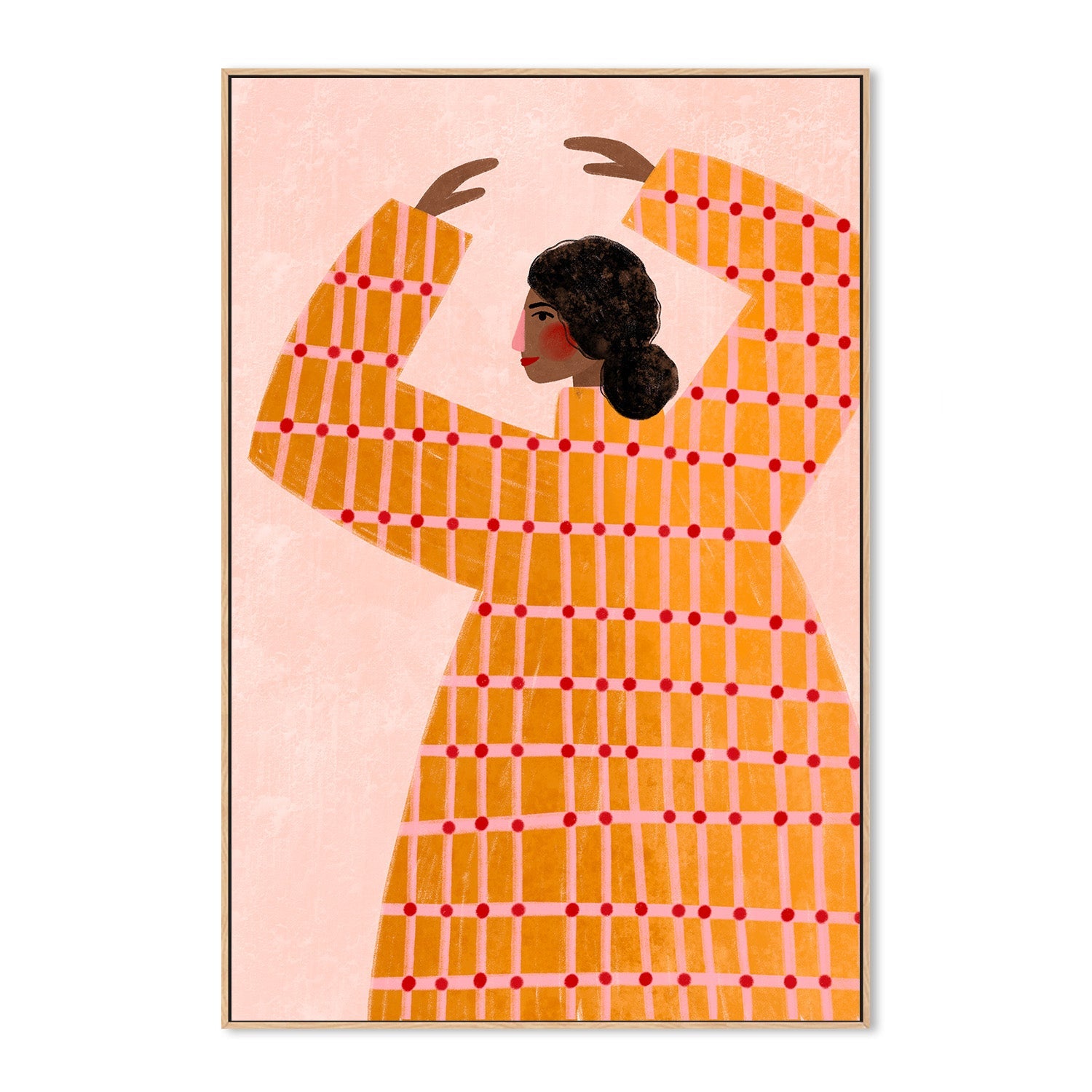 wall-art-print-canvas-poster-framed-The Woman With the Checked Dress-4