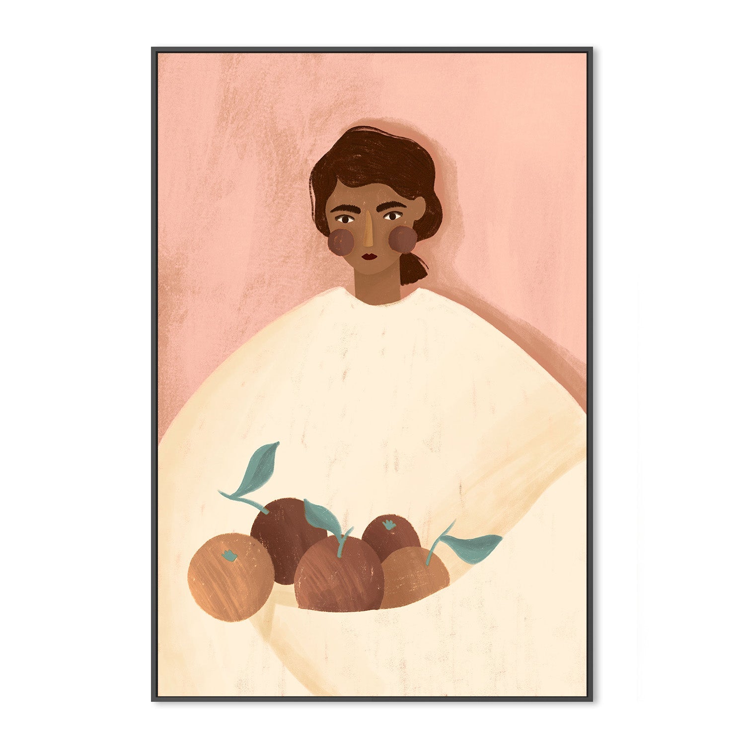 wall-art-print-canvas-poster-framed-The Woman With The oranges, Peach tone-3