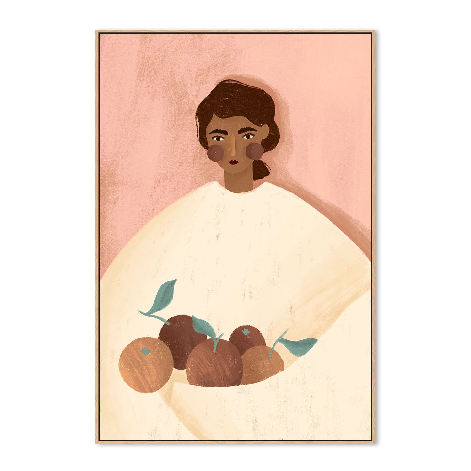 wall-art-print-canvas-poster-framed-The Woman With The oranges, Peach tone-4