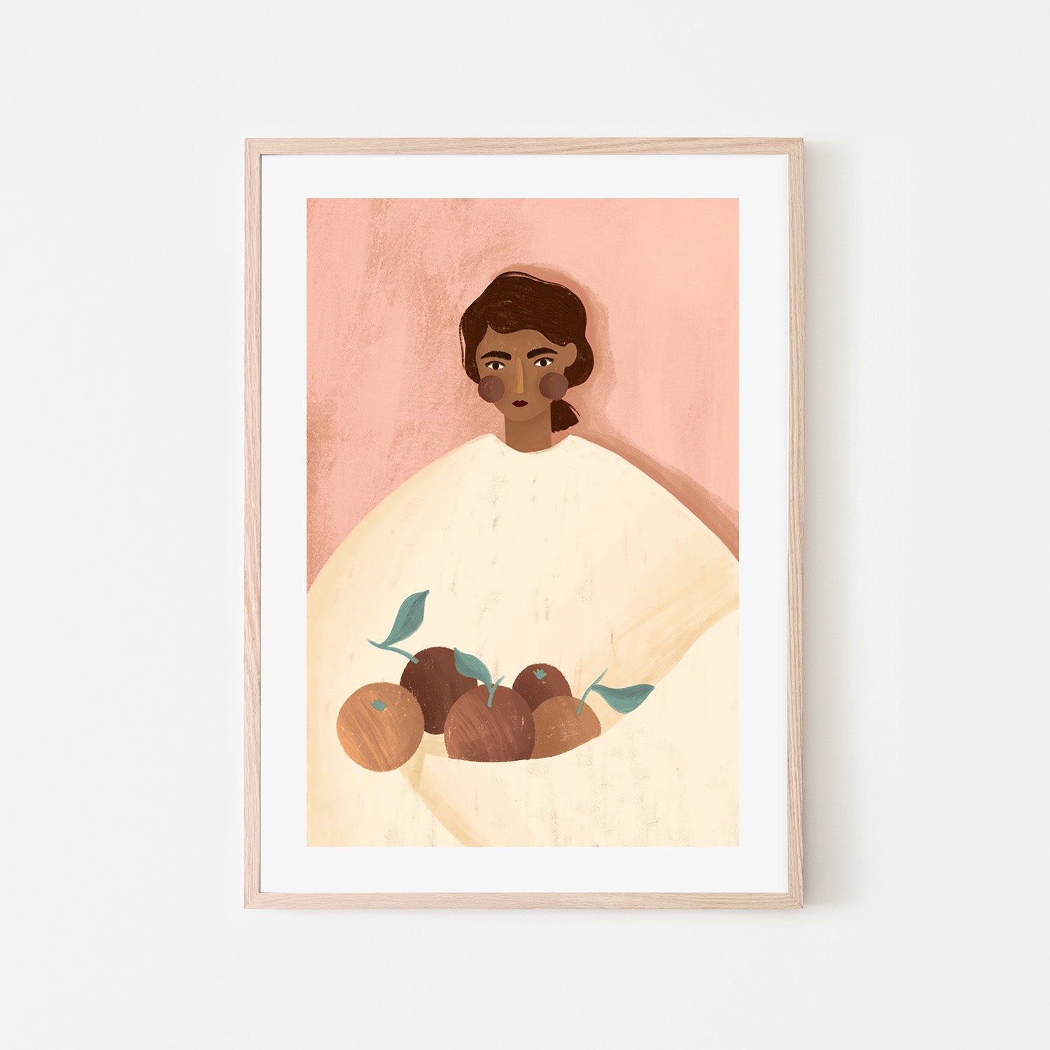 wall-art-print-canvas-poster-framed-The Woman With The oranges, Peach tone-6
