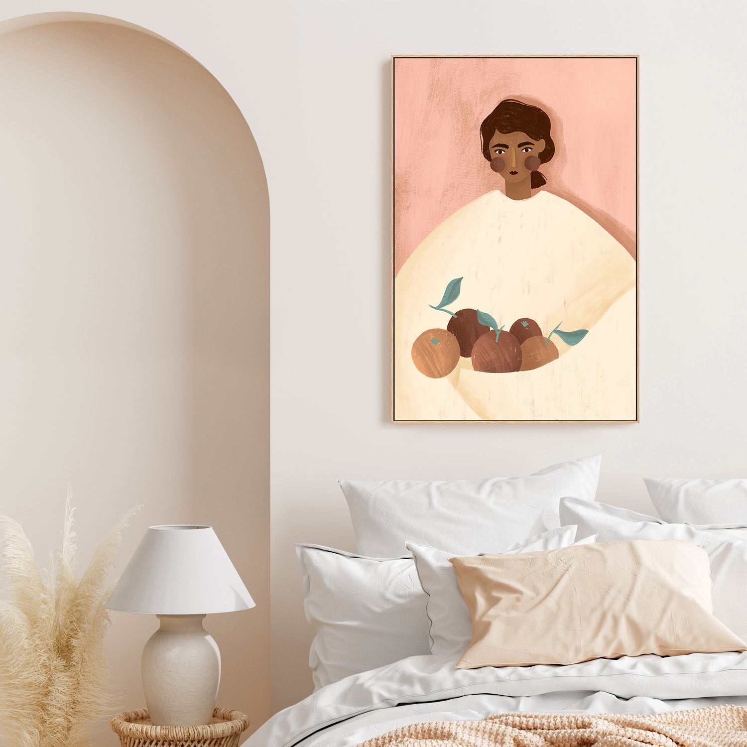 wall-art-print-canvas-poster-framed-The Woman With The oranges, Peach tone-7
