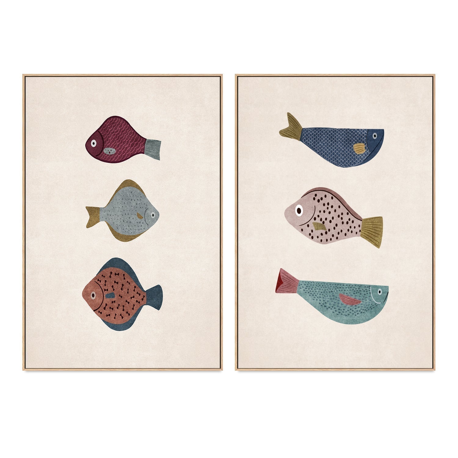 wall-art-print-canvas-poster-framed-Three Fish, Style A & B, Set Of 2 , By Emel Tunaboylu-GIOIA-WALL-ART