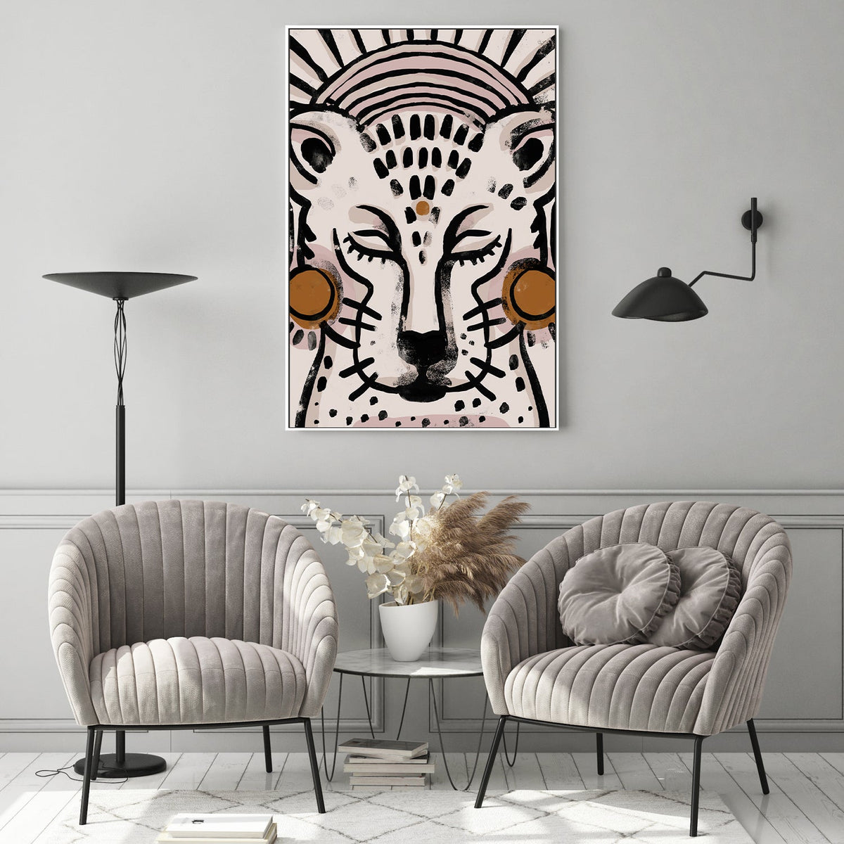 wall-art-print-canvas-poster-framed-Tiger, Neutral Version , By Treechild-GIOIA-WALL-ART