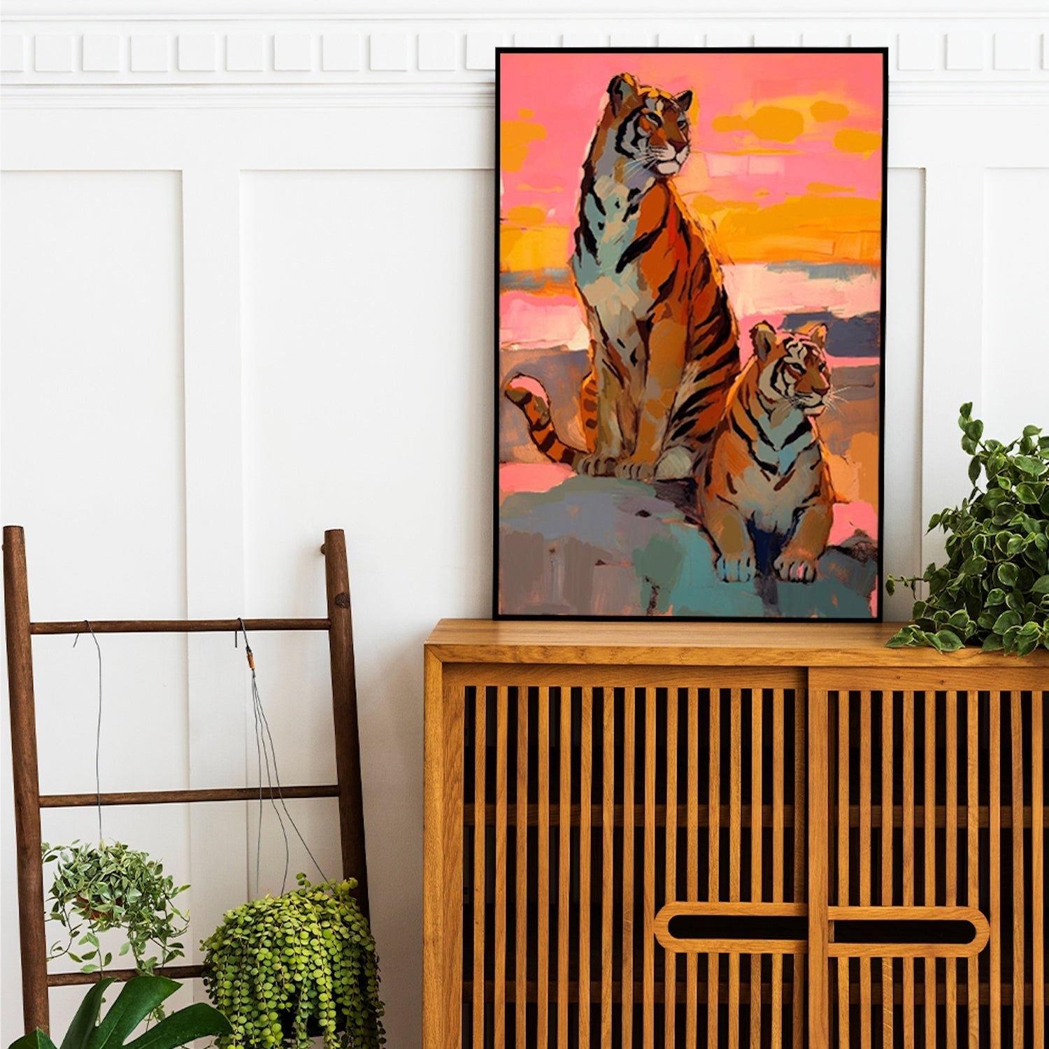 Tigers At Sunset