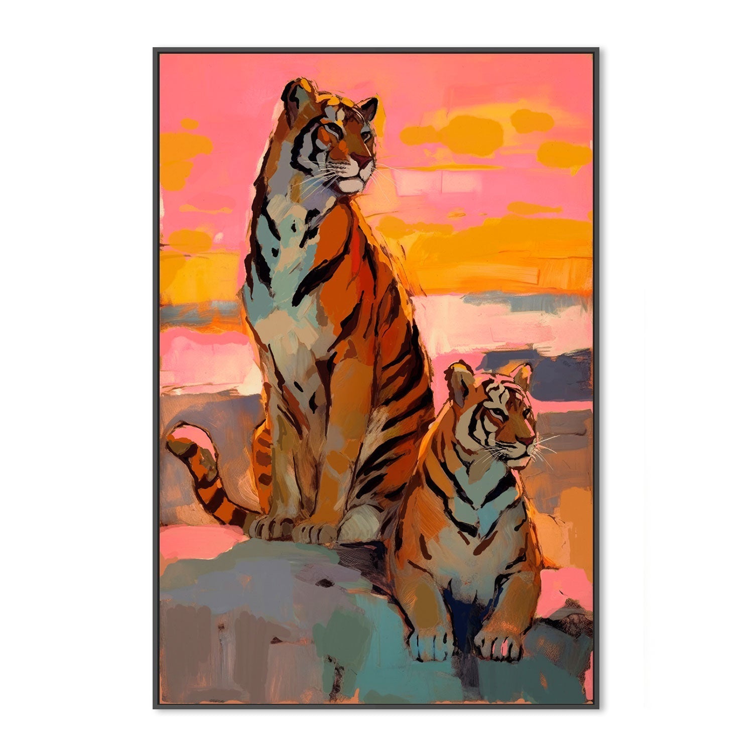 wall-art-print-canvas-poster-framed-Tigers At Sunset , By Treechild-GIOIA-WALL-ART